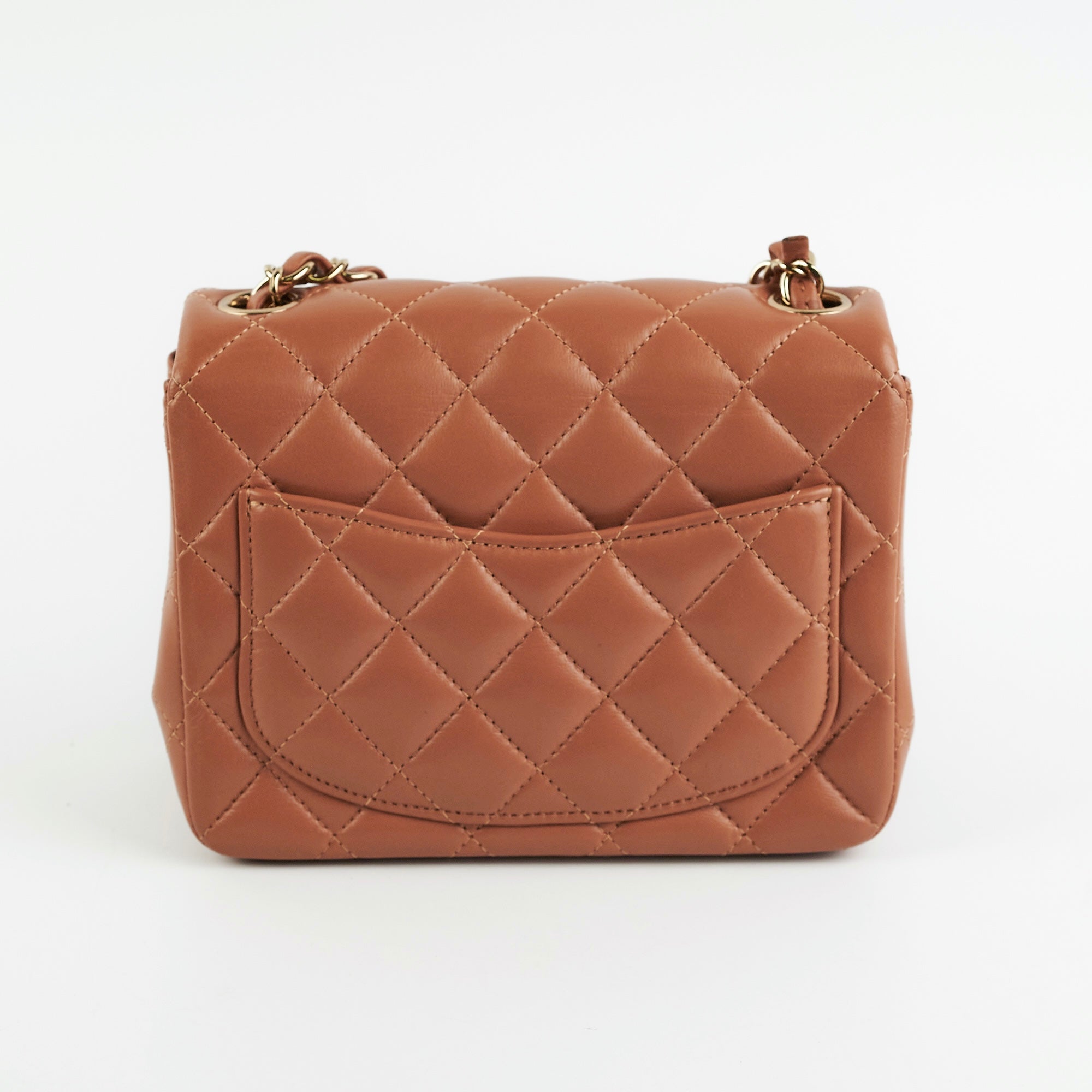 ITEM 7 - Chanel Mini Square Caramel Lambskin (Microchipped)