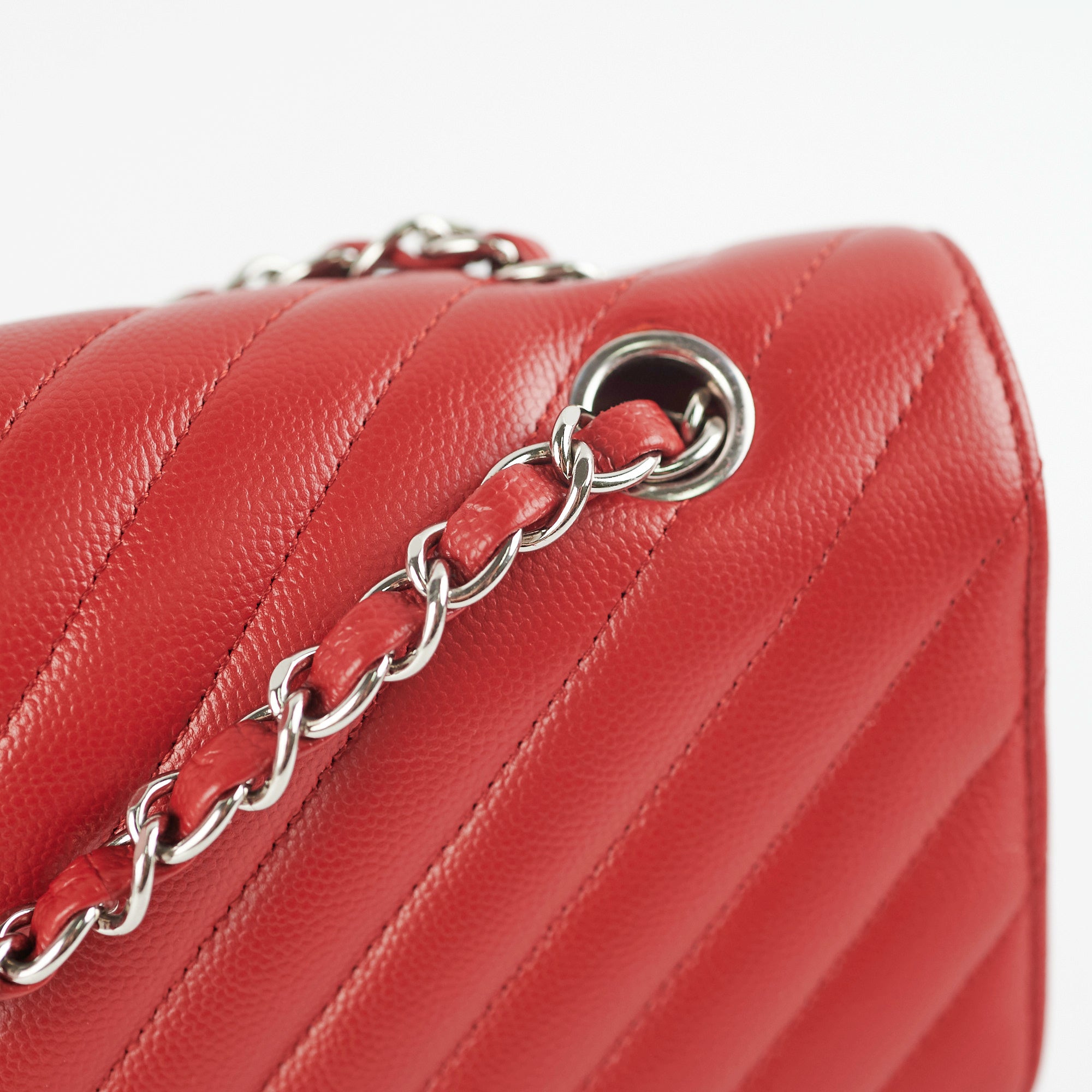 ITEM 27 - Chanel Chevron Classic Medium/Large Flap Red 16S