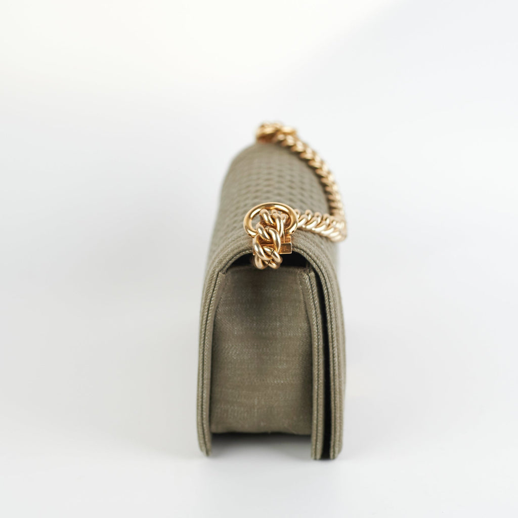 Chanel Old Medium Boy Denim Olive Shoulder Bag