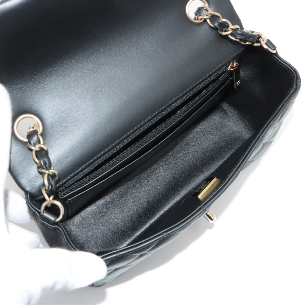 Chanel Mini Rectangular Lambskin Black Crossbody Bag (microchipped)
