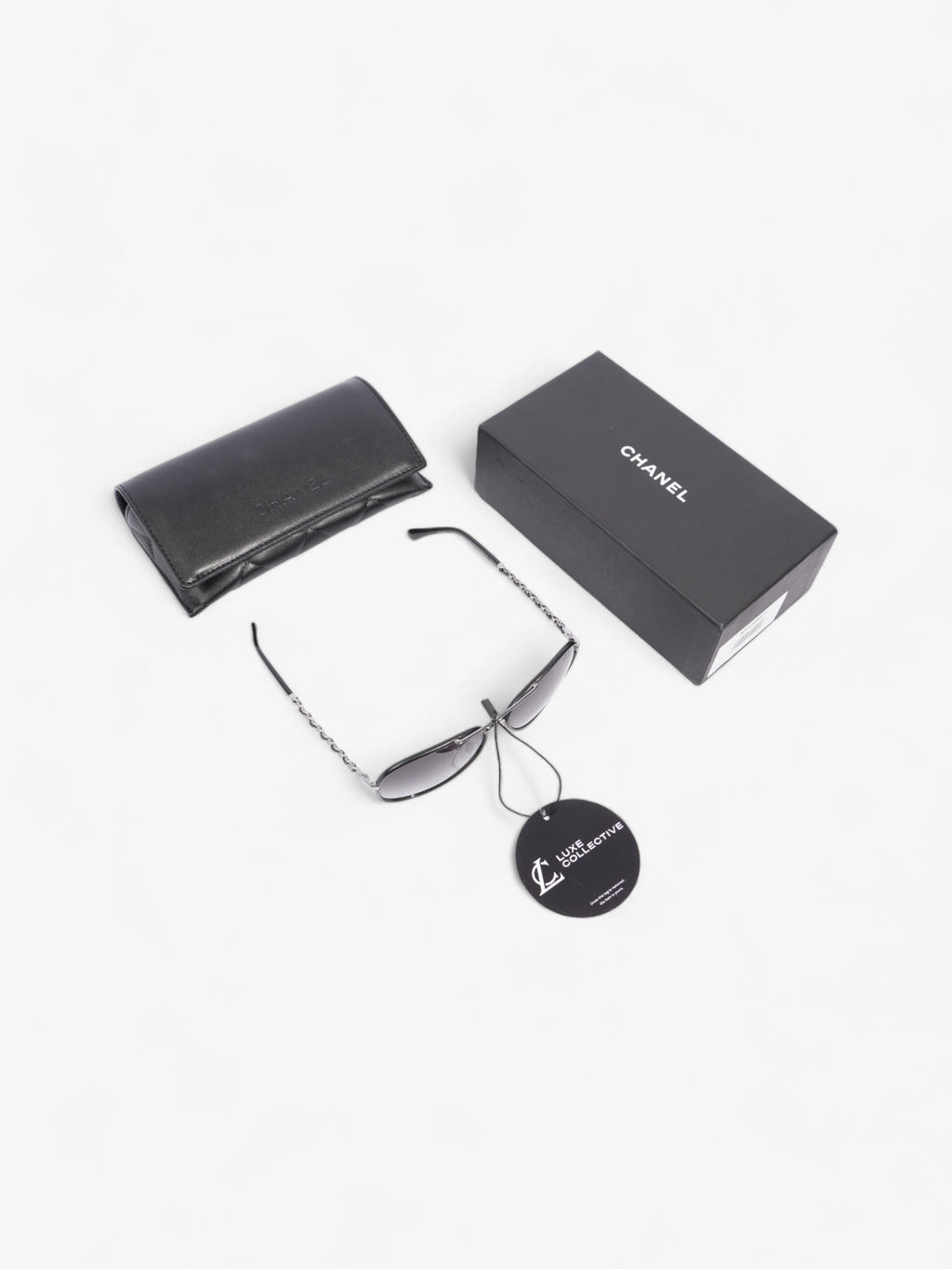 Chanel Pilot-Frame Sunglasses Black Acetate 140mm