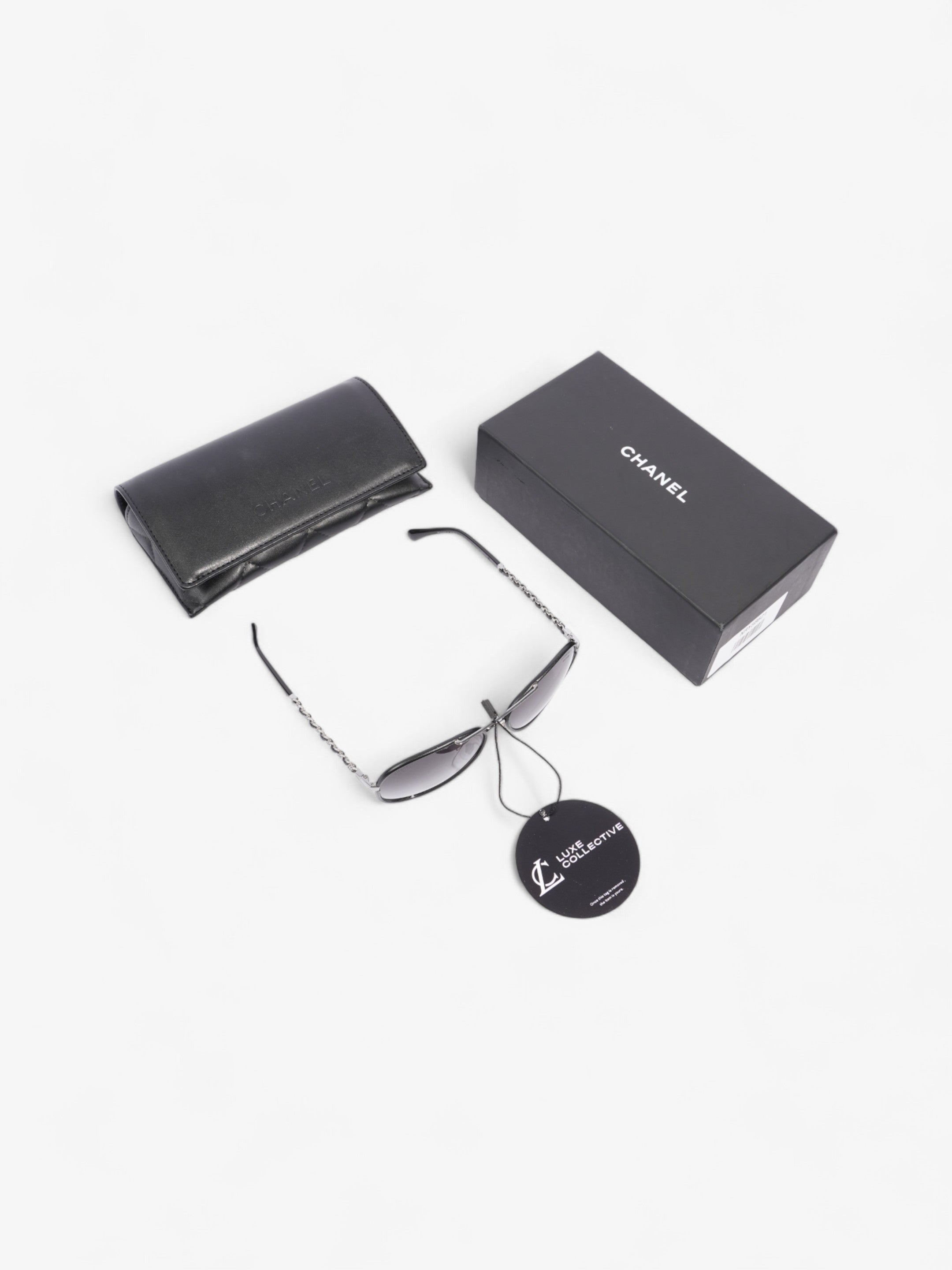 Chanel Pilot-Frame Sunglasses Black Acetate 140mm