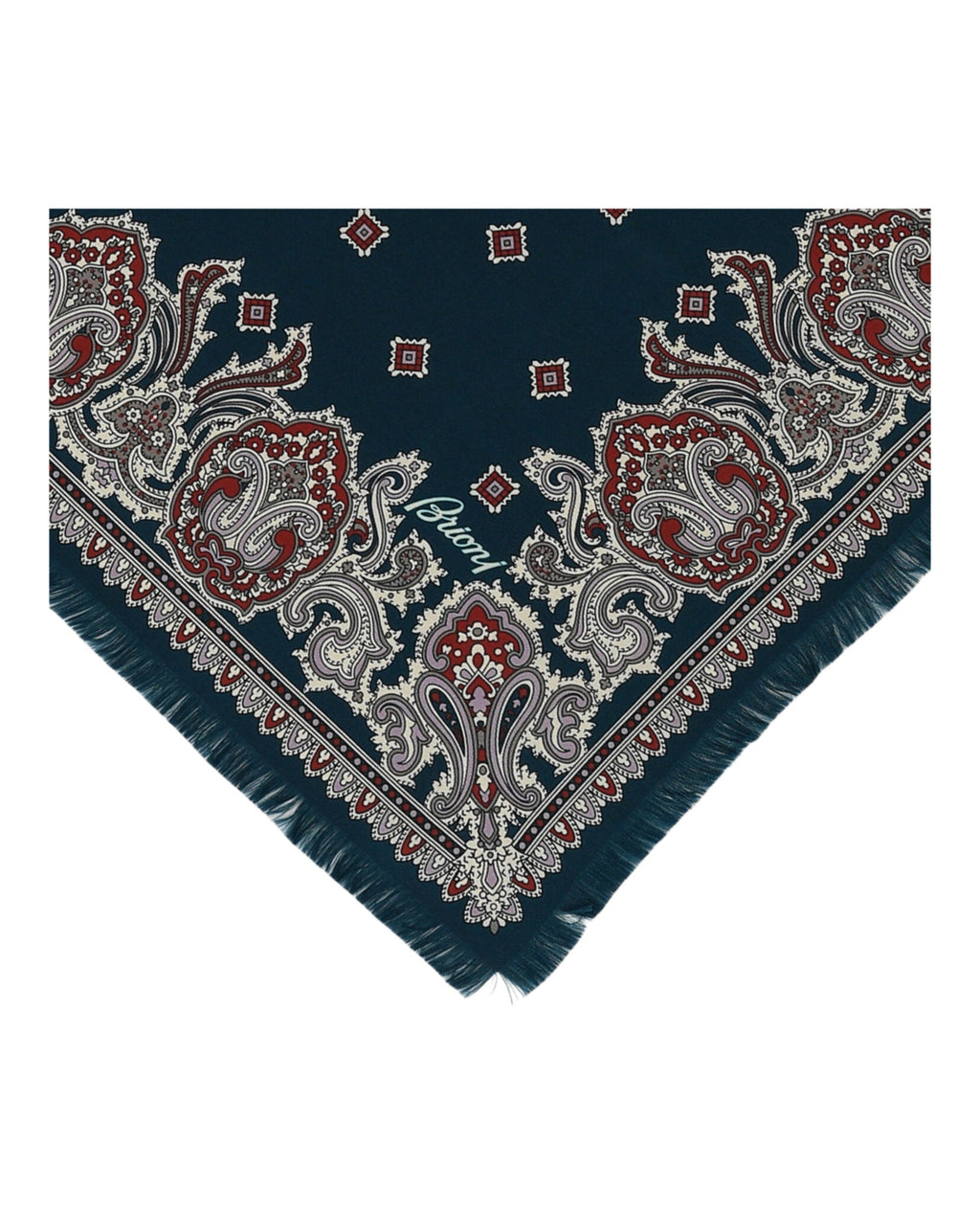 Brioni Mens Paisley Print Silk Pocket Square