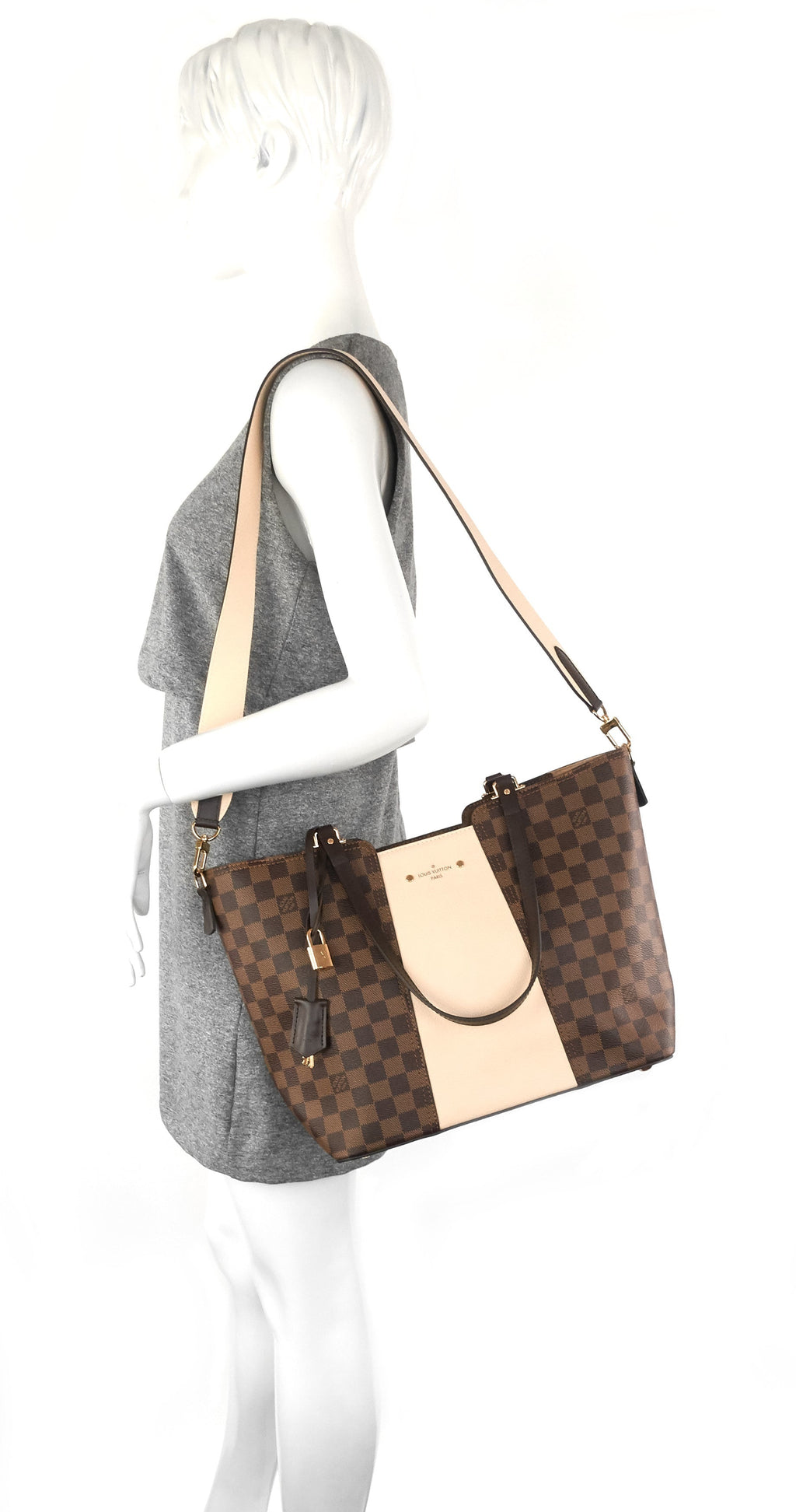 Louis Vuitto Jersey Damier Ebene Canvas And Taurillon Leather Tote Bag