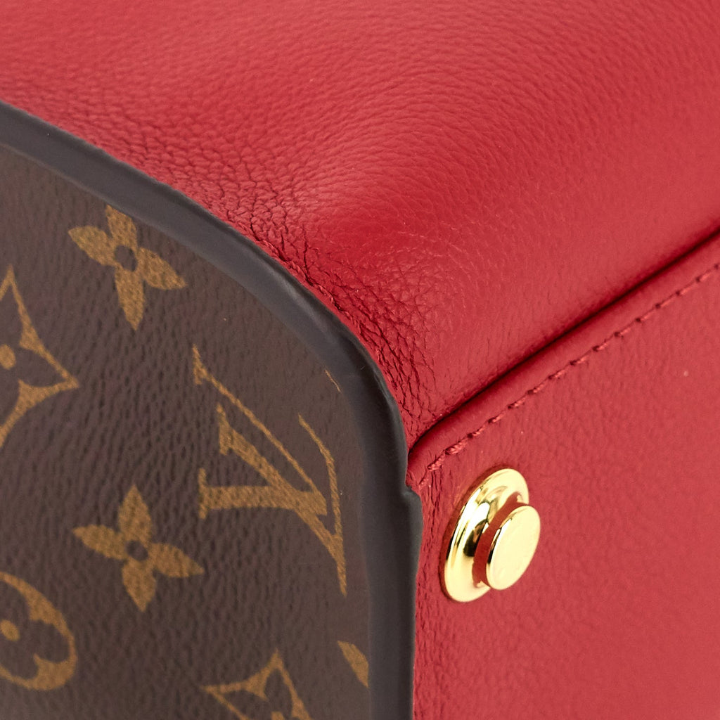 Louis Vuitto On My Side Pirate Red Calfskin and Monogram Canvas Tote Bag