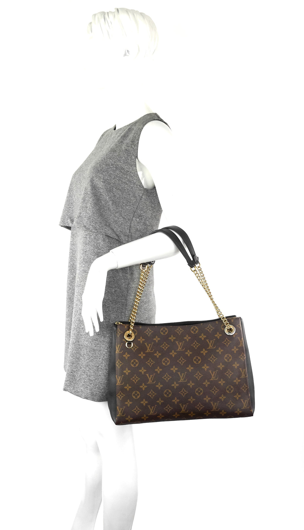 Louis Vuitto Surène MM Monogram Canvas and Calfskin Leather Tote Bag