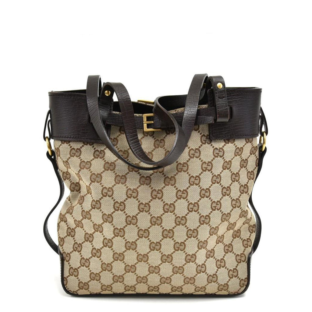 Gucci Monogram Canvas Ornamental Buckle Tote Bag