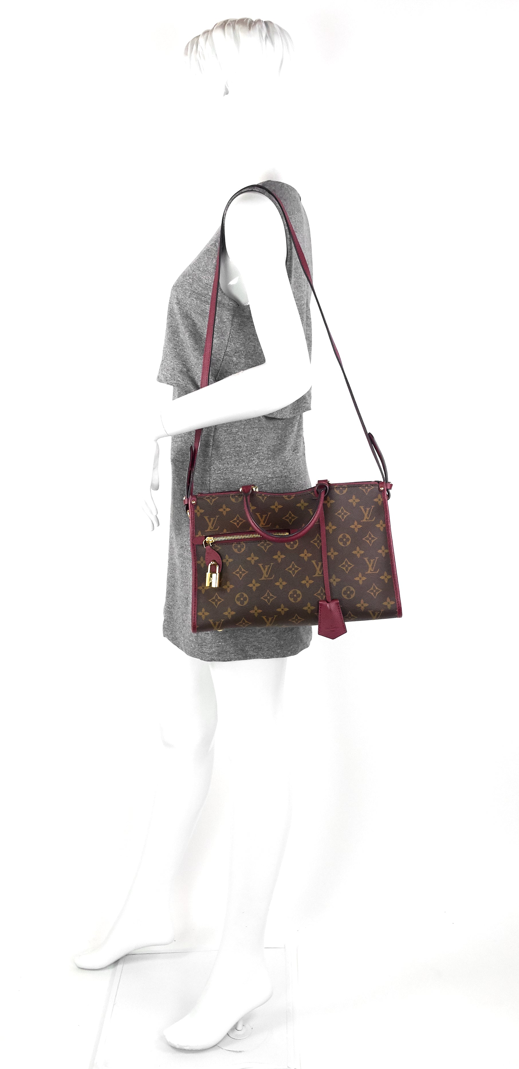 Louis Vuitto Popincourt PM Monogram Canvas Raisin Tote Bag