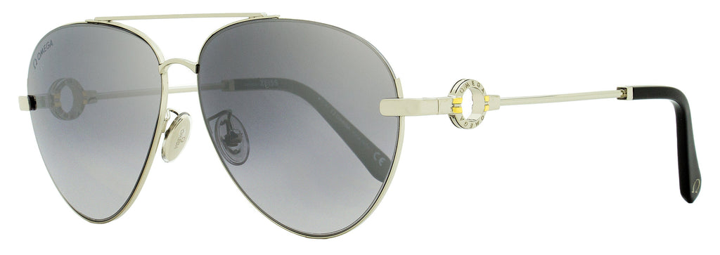 Omega Pilot Sunglasses OM0031H 18C Rhodium/Black 61mm Rhodium Black