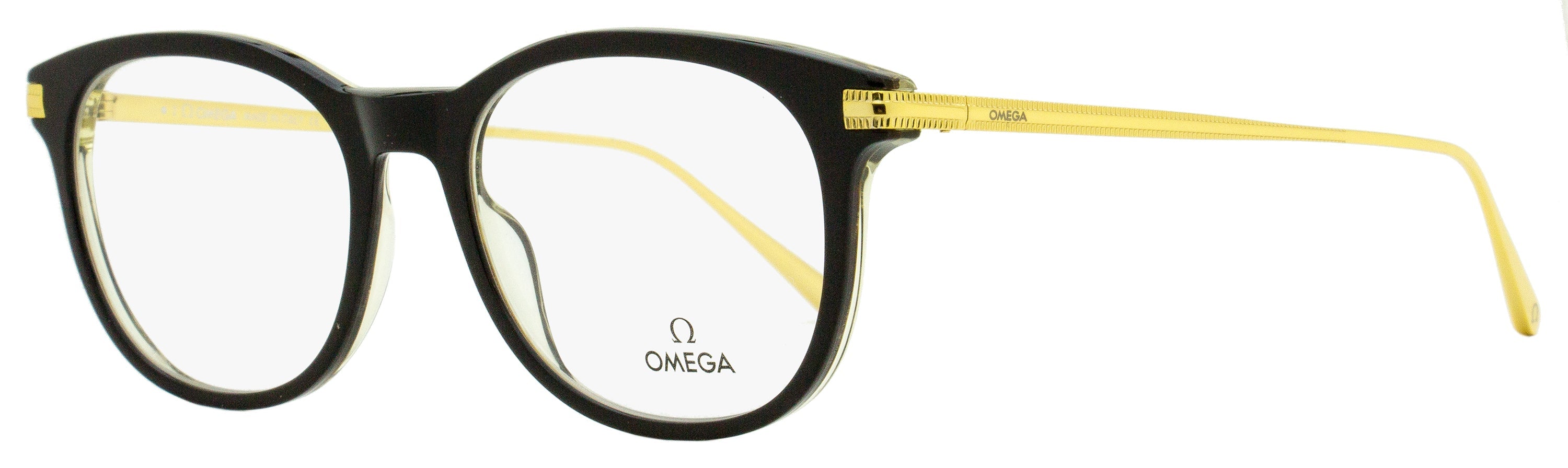 Omega Pantos Eyeglasses OM5013 005 Black/Gold 53mm Black Gold