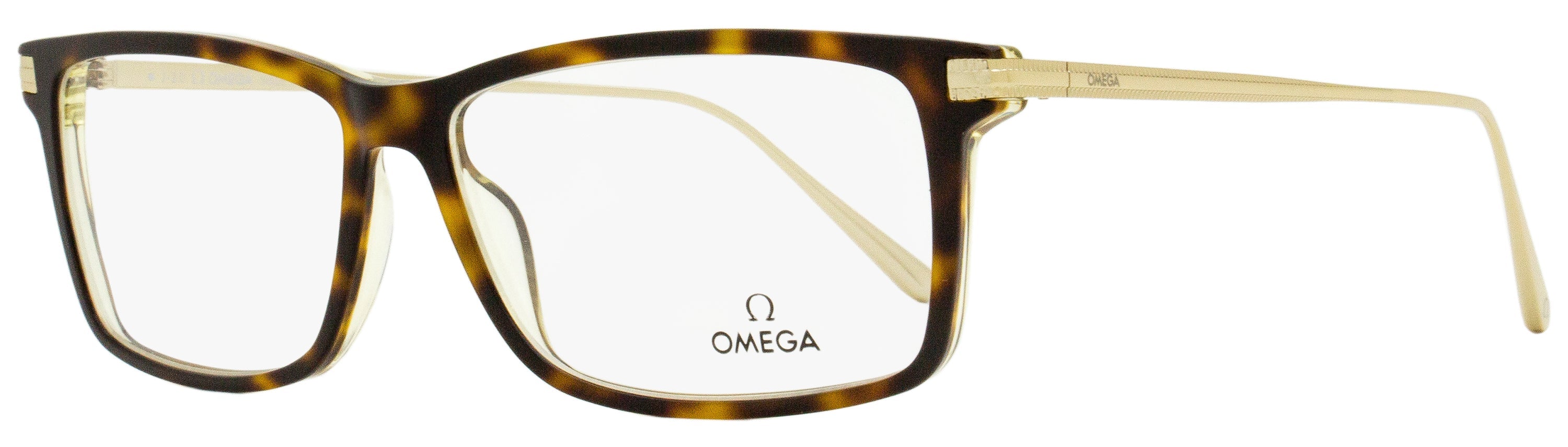 Omega OM5014 Rectangular Eyeglasses 056 Havana/Gold 58mm Havana Gold