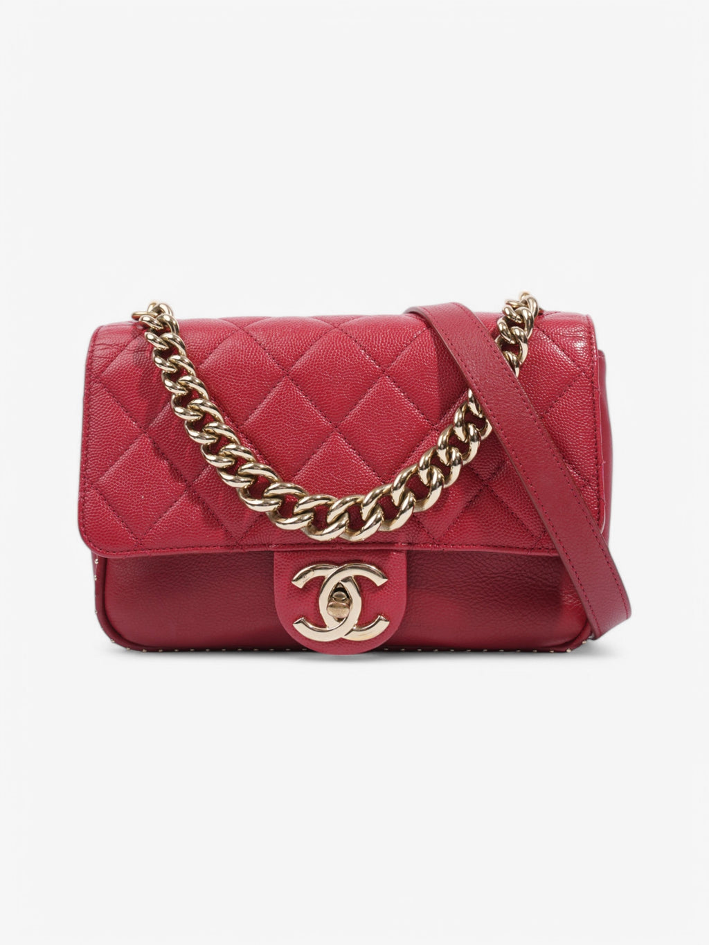 Chanel Small Studded Flap Bag Crimson Caviar Leather