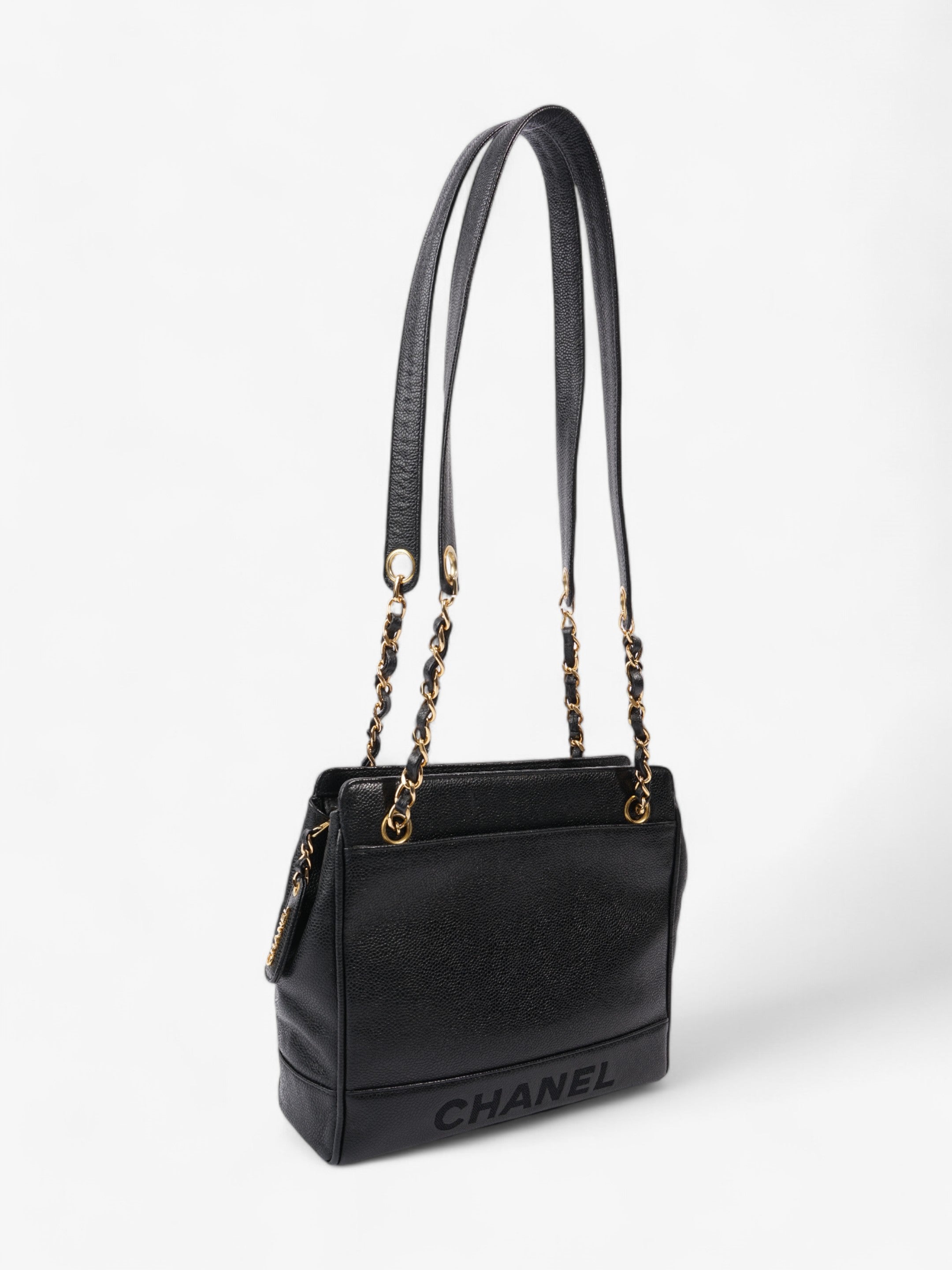 Chanel Vintage CC Tote Black Caviar Leather