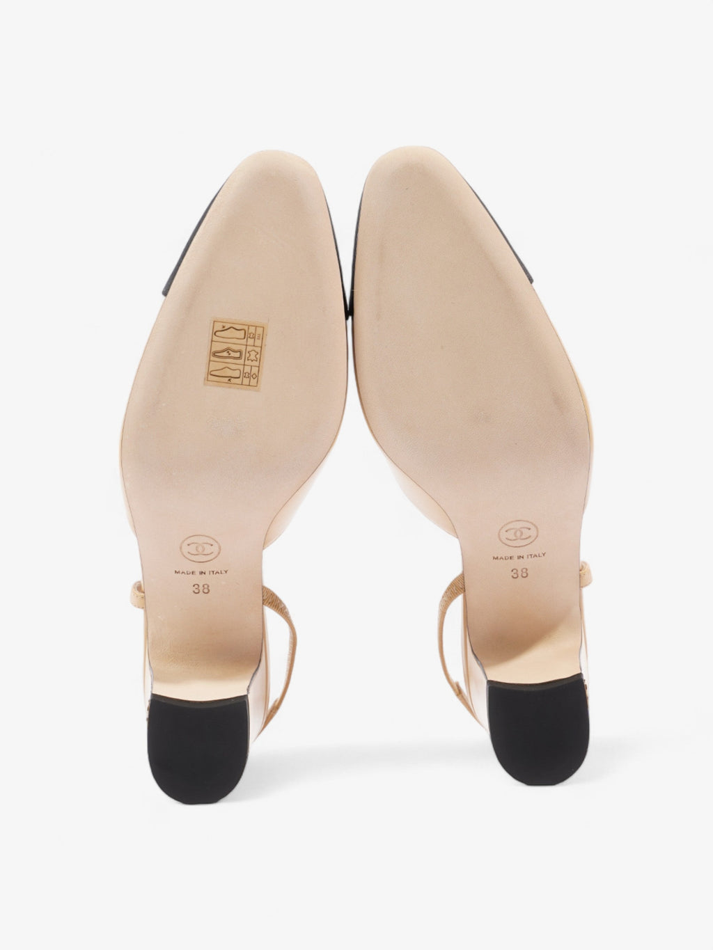 Chanel Slingback Pump 60 Beige / Black Leather EU 38 UK 5