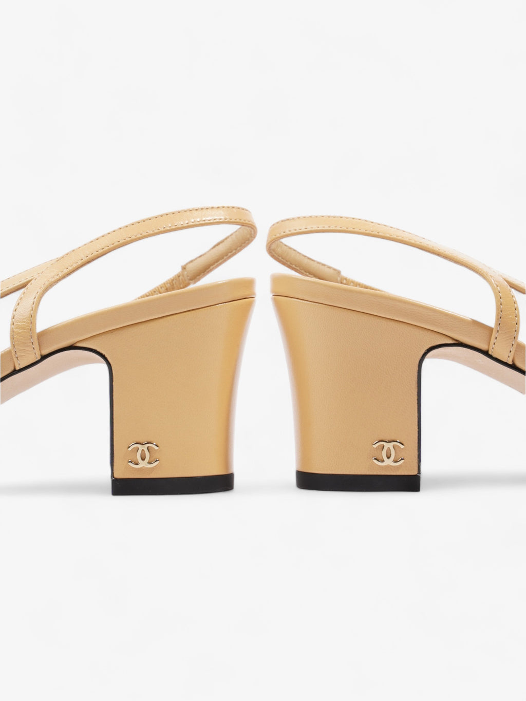Chanel Slingback Pump 60 Beige / Black Leather EU 38 UK 5
