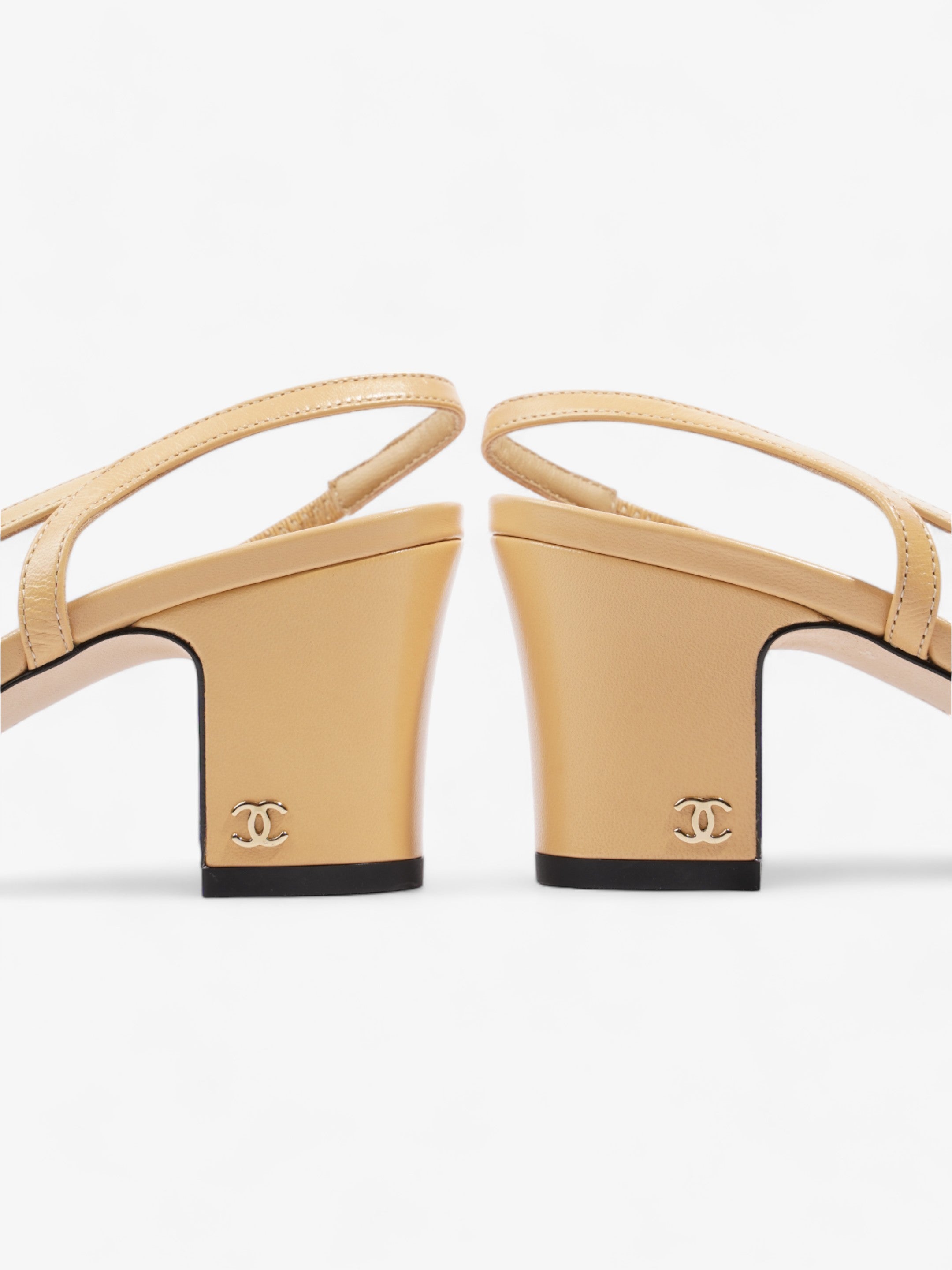 Chanel Slingback Pump 60 Beige / Black Leather EU 38 UK 5