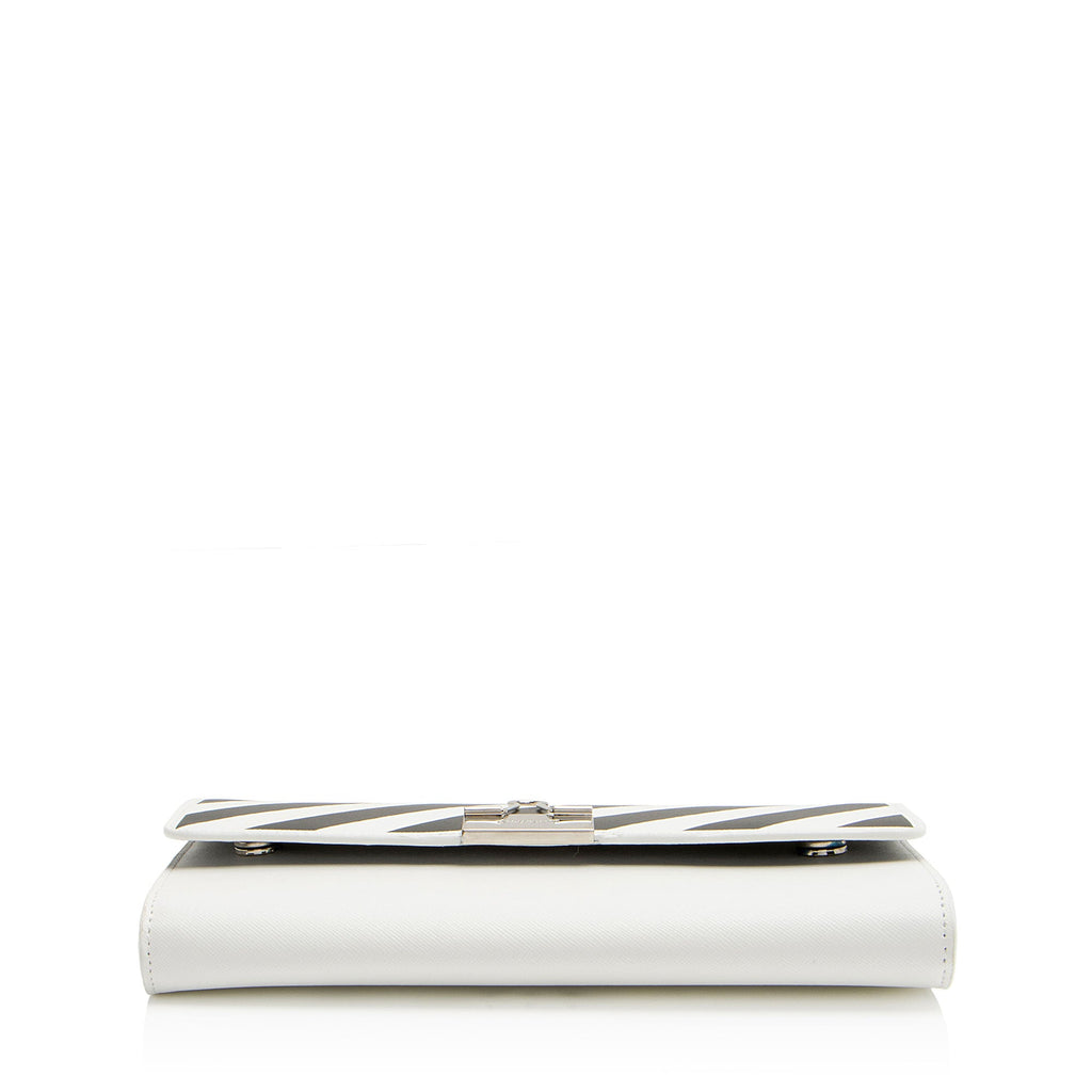 Off-White Leather Diag Binder Clip Wallet on Chain