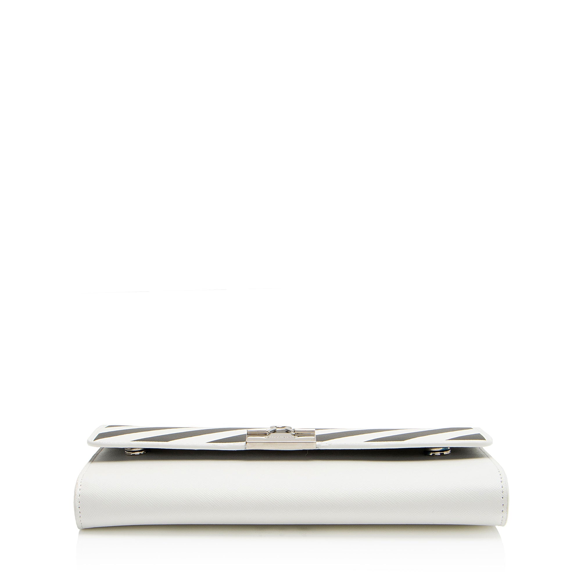 Off-White Leather Diag Binder Clip Wallet on Chain