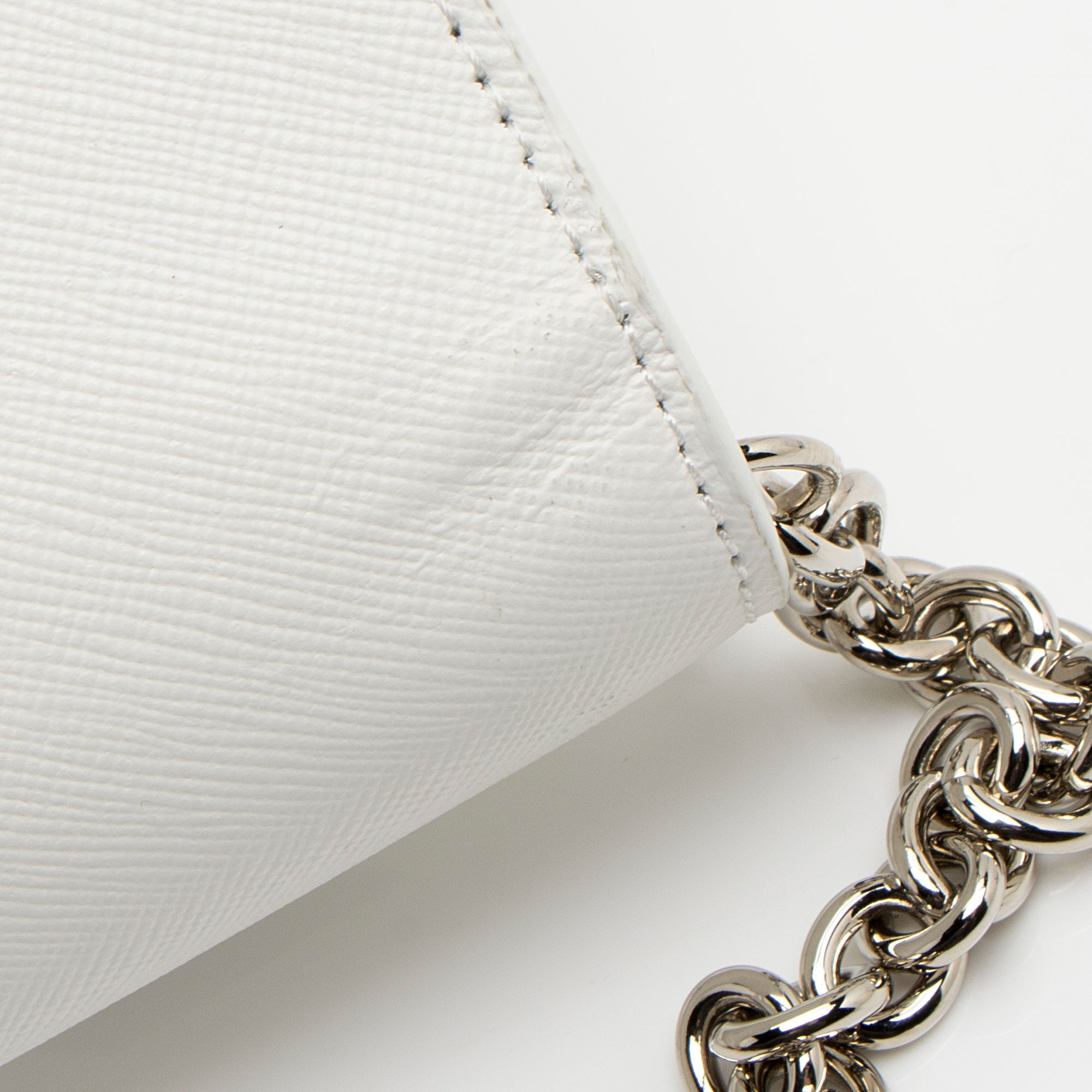 Off-White Leather Diag Binder Clip Wallet on Chain