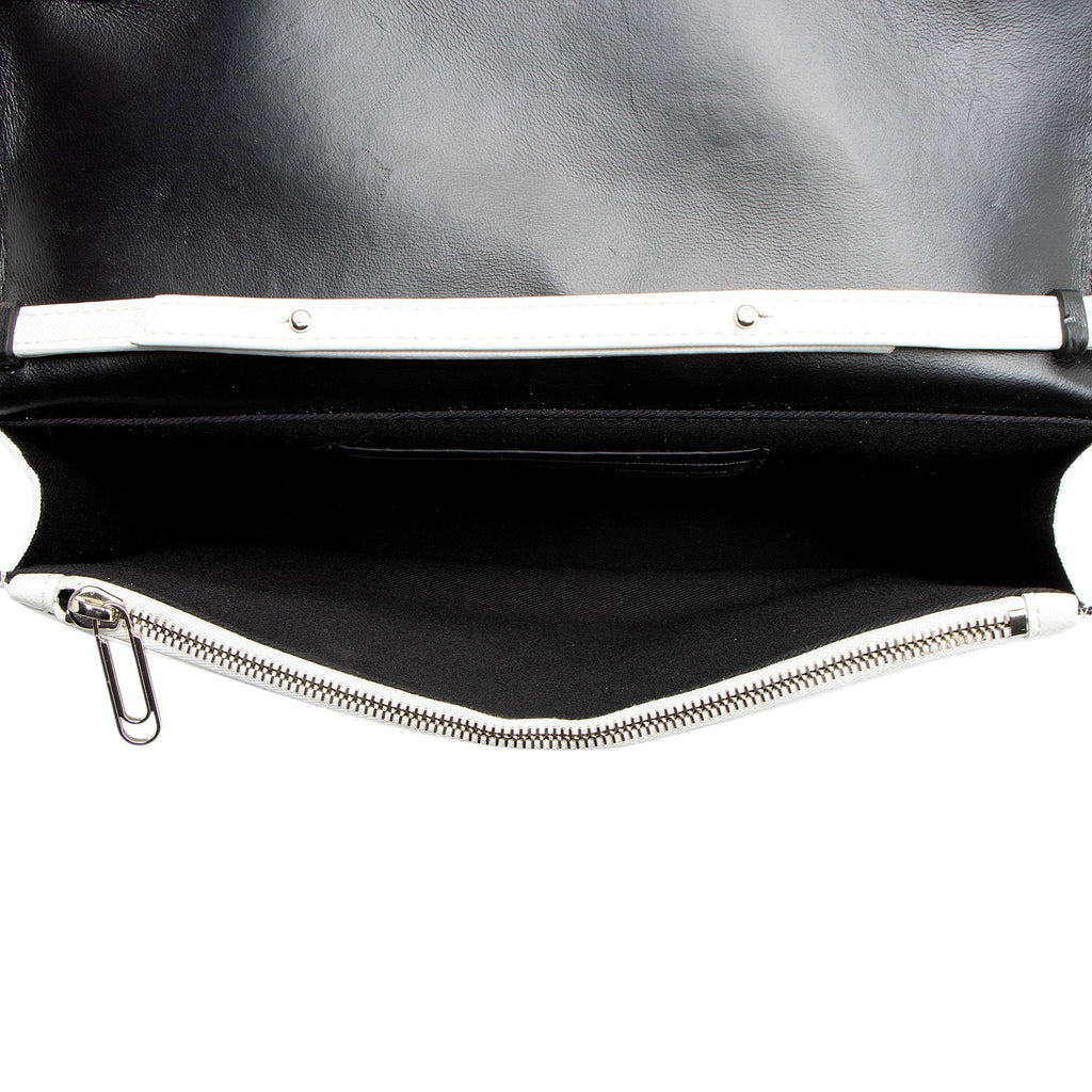 Off-White Leather Diag Binder Clip Wallet on Chain