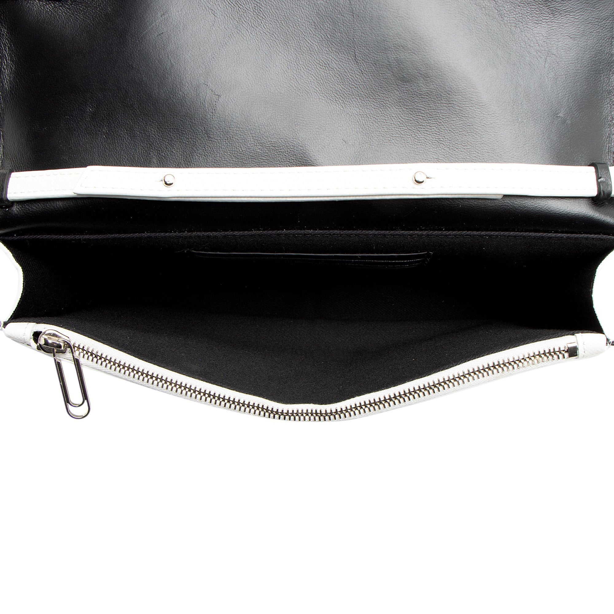 Off-White Leather Diag Binder Clip Wallet on Chain