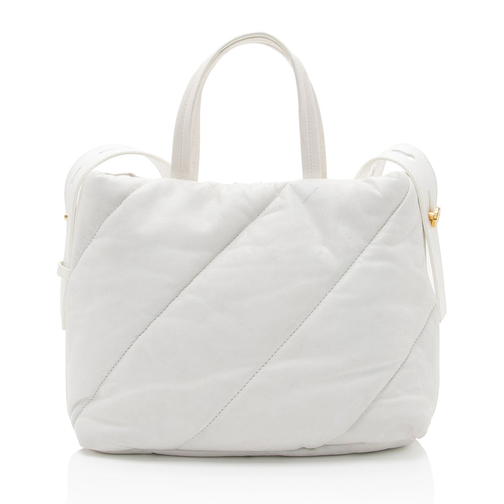 Off-White Leather Nailed Zipped Tote