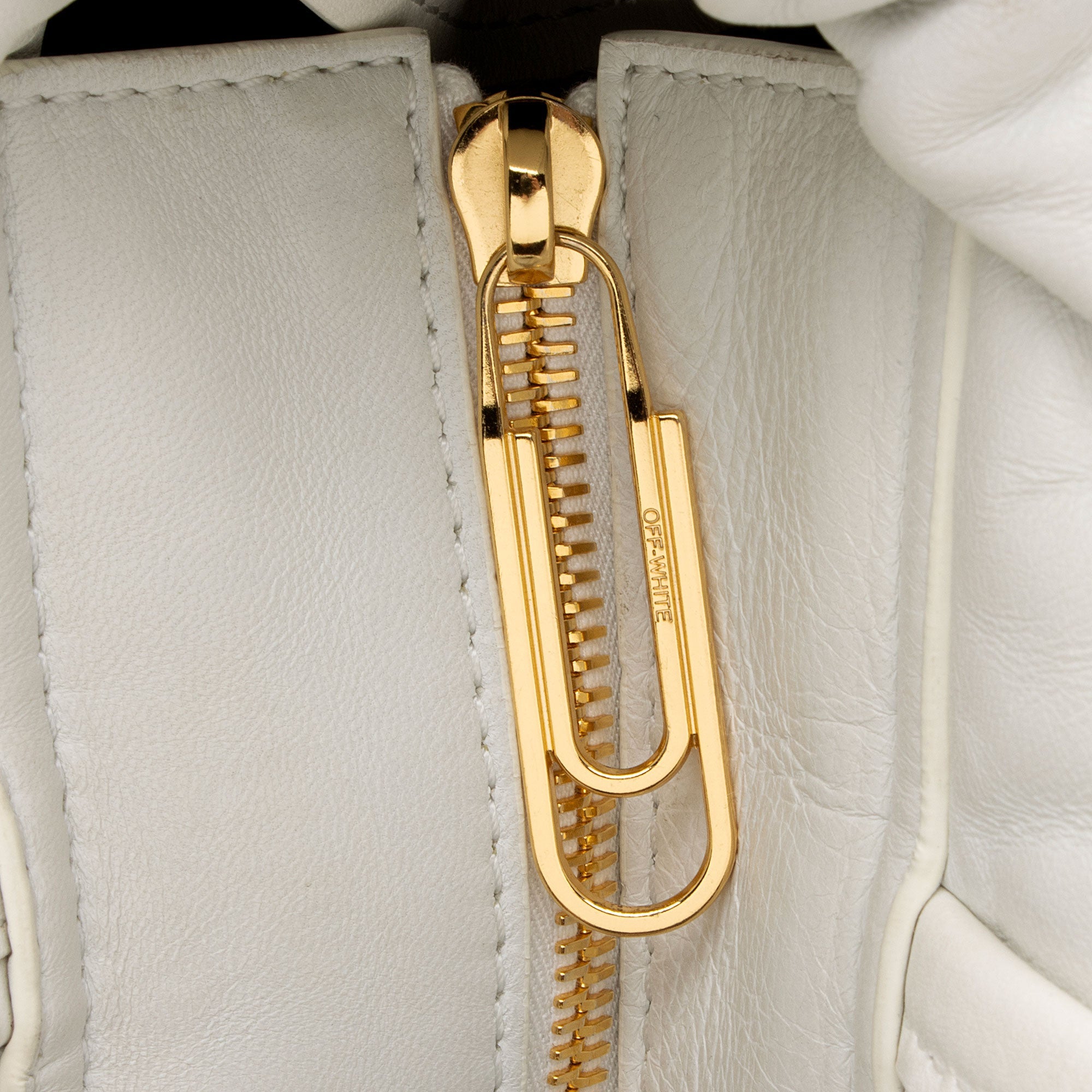 Off-White Leather Nailed Zipped Tote
