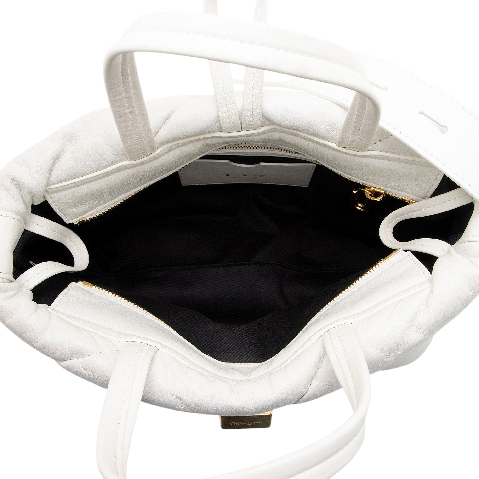 Off-White Leather Nailed Zipped Tote