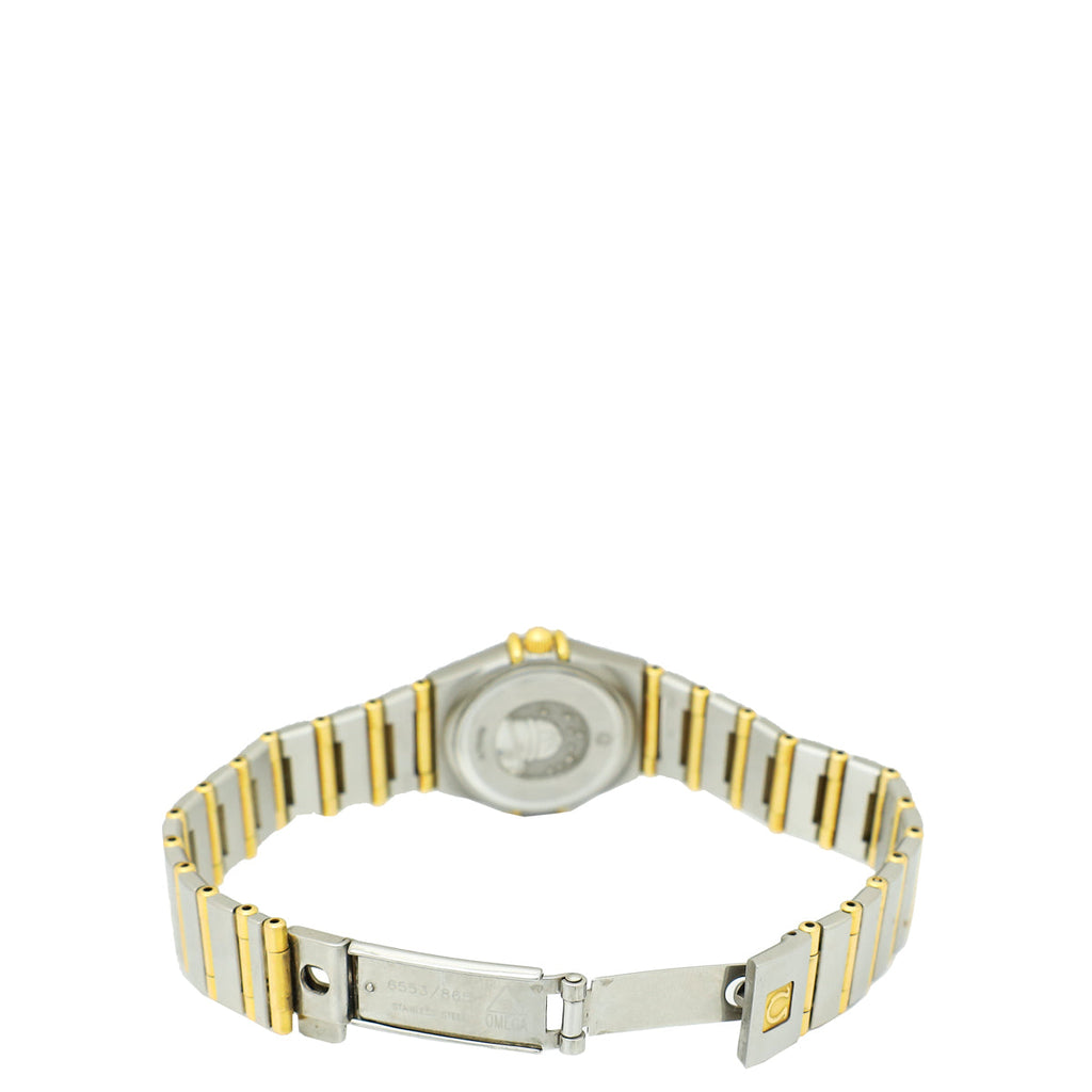 Omega 18K Yellow Gold Stainless Steel Diamond MOP Dial Constellation 22mm Quartz Watch