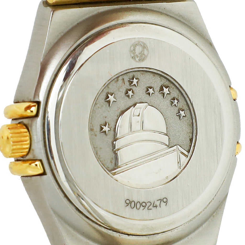 Omega 18K Yellow Gold Stainless Steel Diamond MOP Dial Constellation 22mm Quartz Watch