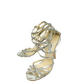 Jimmy Choo Metallic Silver Cross Ankle Strap Sandals 40