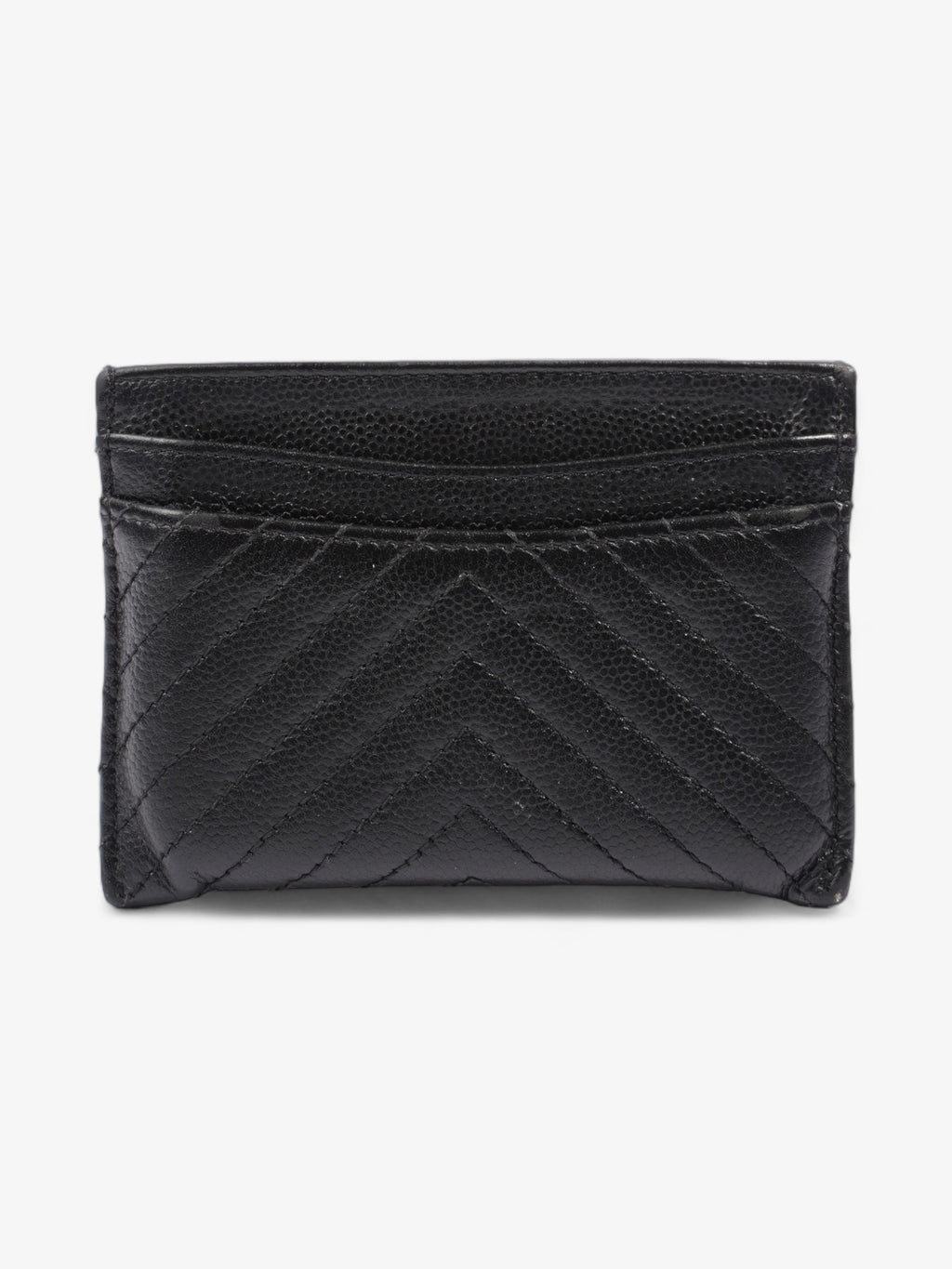 Chanel Chevron Card Holder Black Caviar Leather