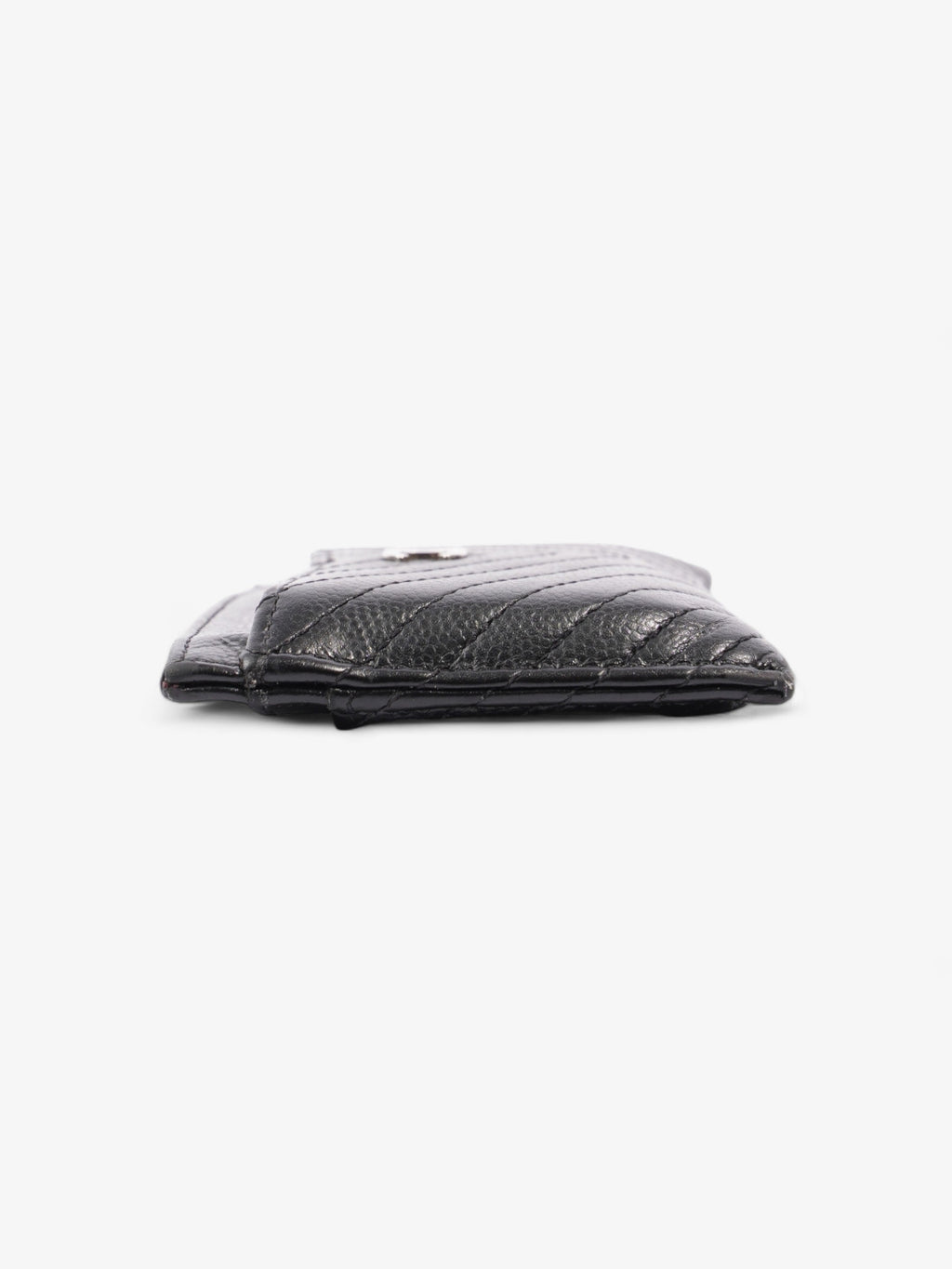 Chanel Chevron Card Holder Black Caviar Leather