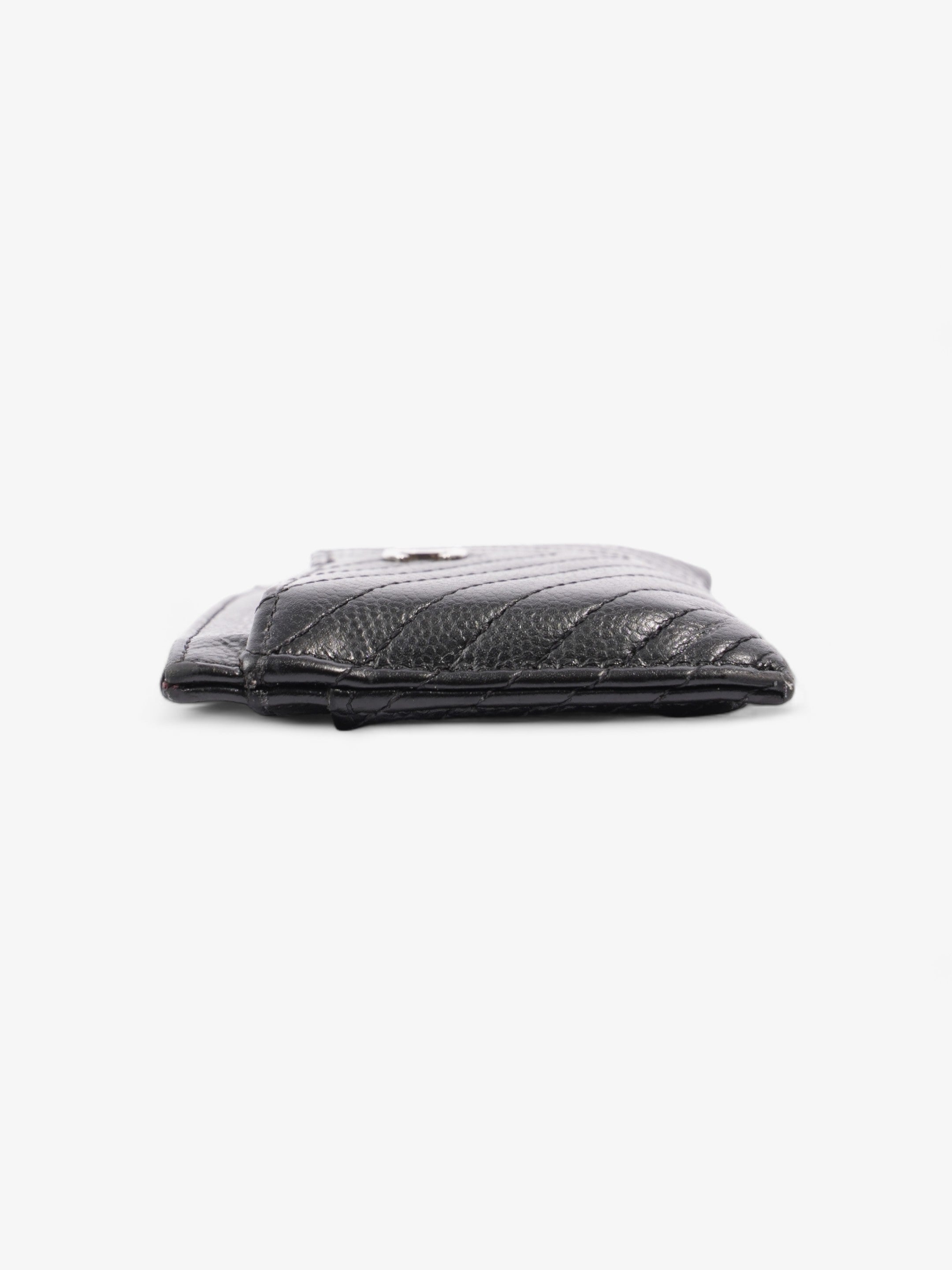 Chanel Chevron Card Holder Black Caviar Leather