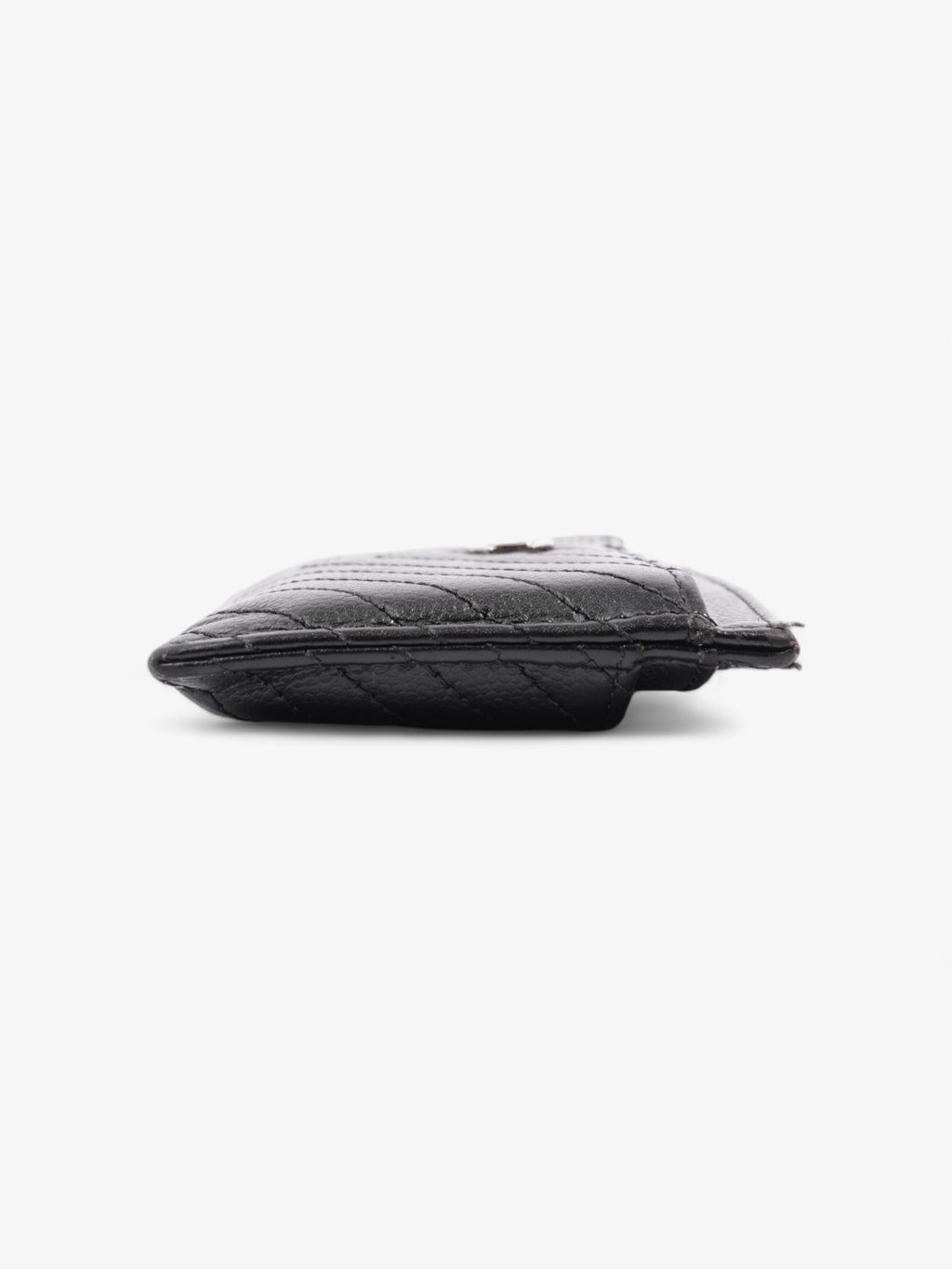 Chanel Chevron Card Holder Black Caviar Leather