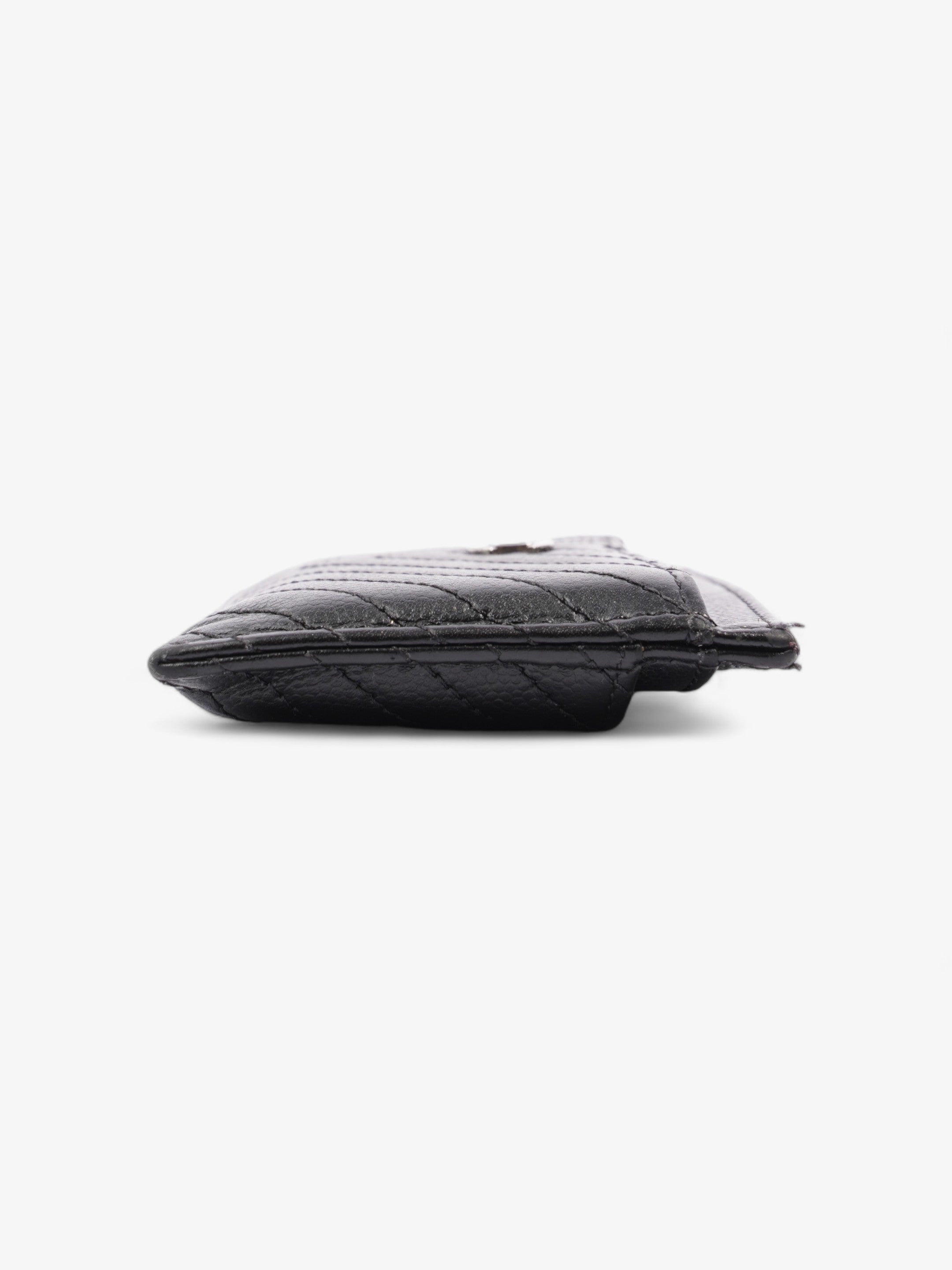Chanel Chevron Card Holder Black Caviar Leather