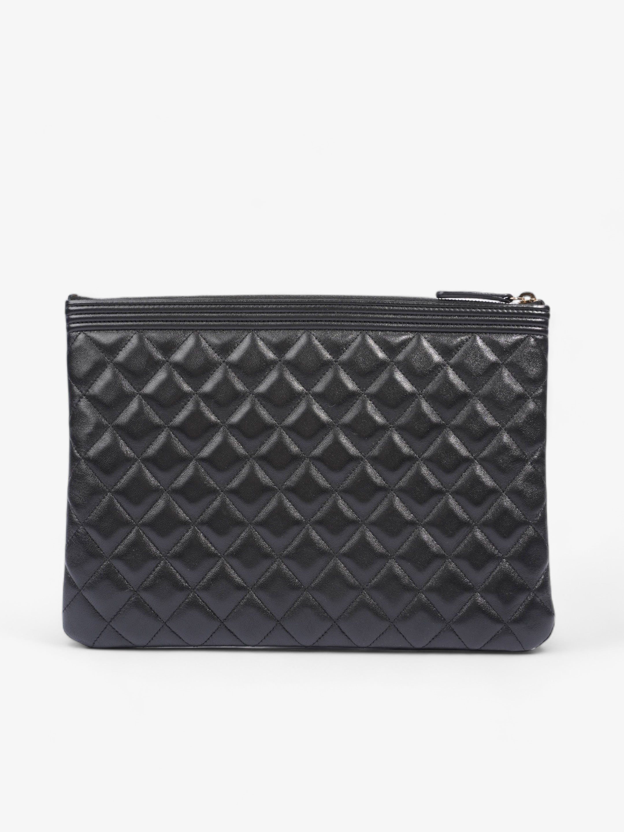 Chanel Medium Boy Pouch Black Lambskin Leather
