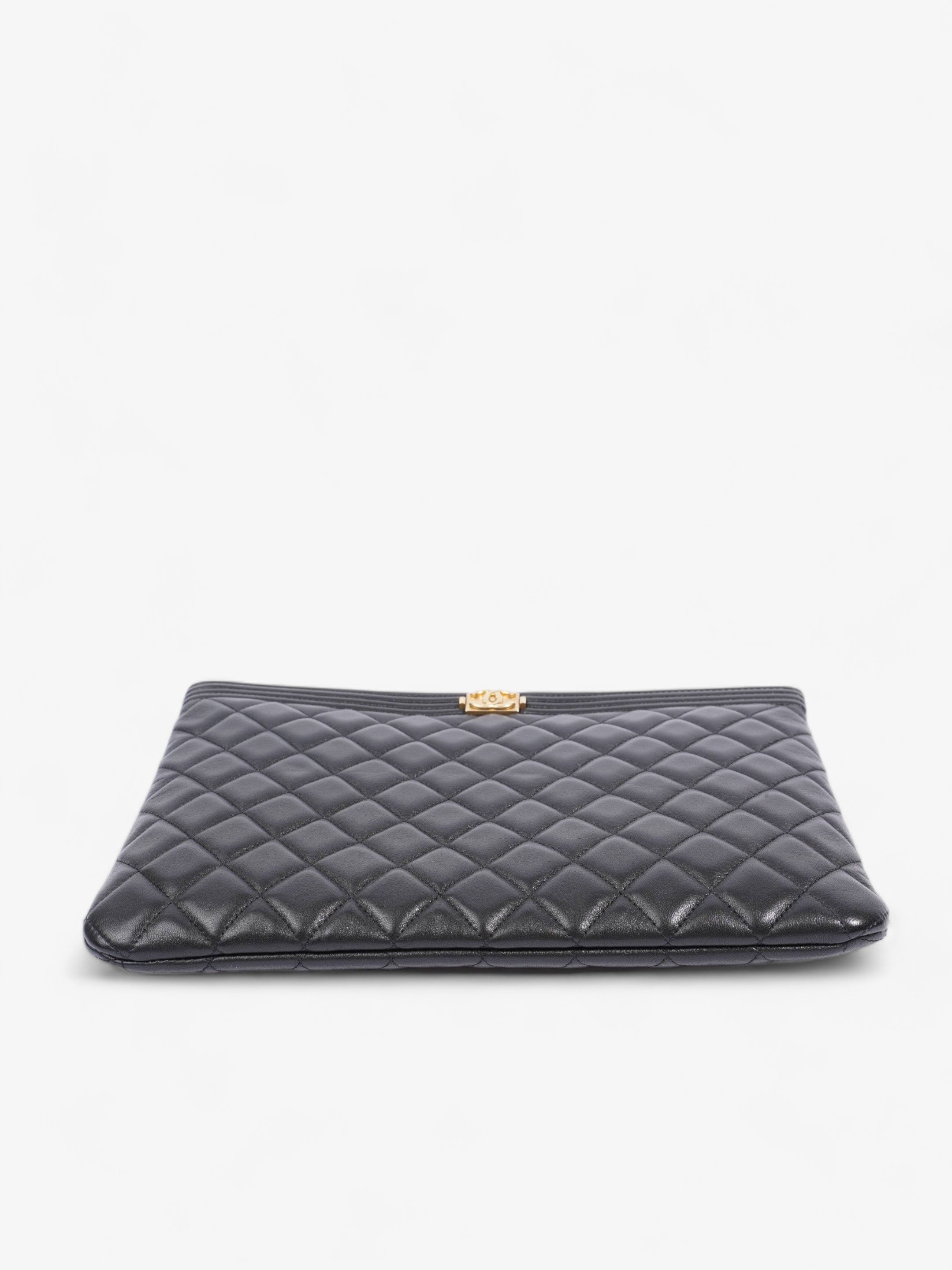 Chanel Medium Boy Pouch Black Lambskin Leather