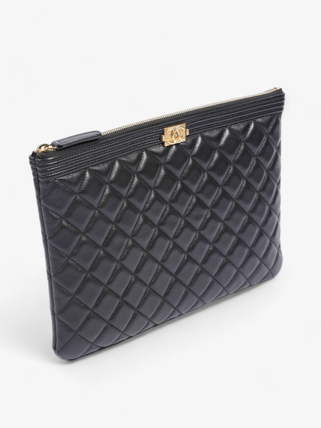 Chanel Medium Boy Pouch Black Lambskin Leather