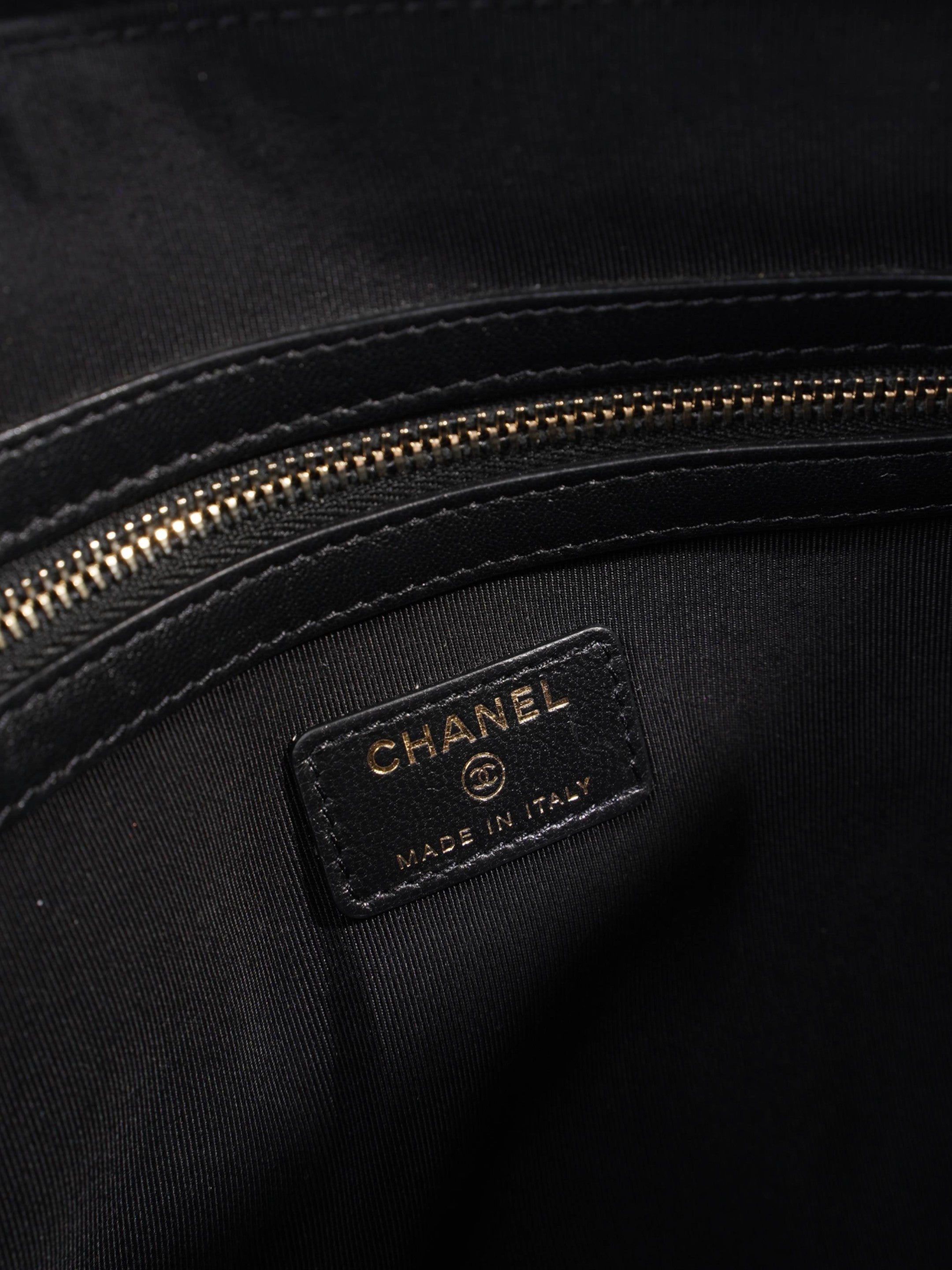 Chanel Medium Boy Pouch Black Lambskin Leather