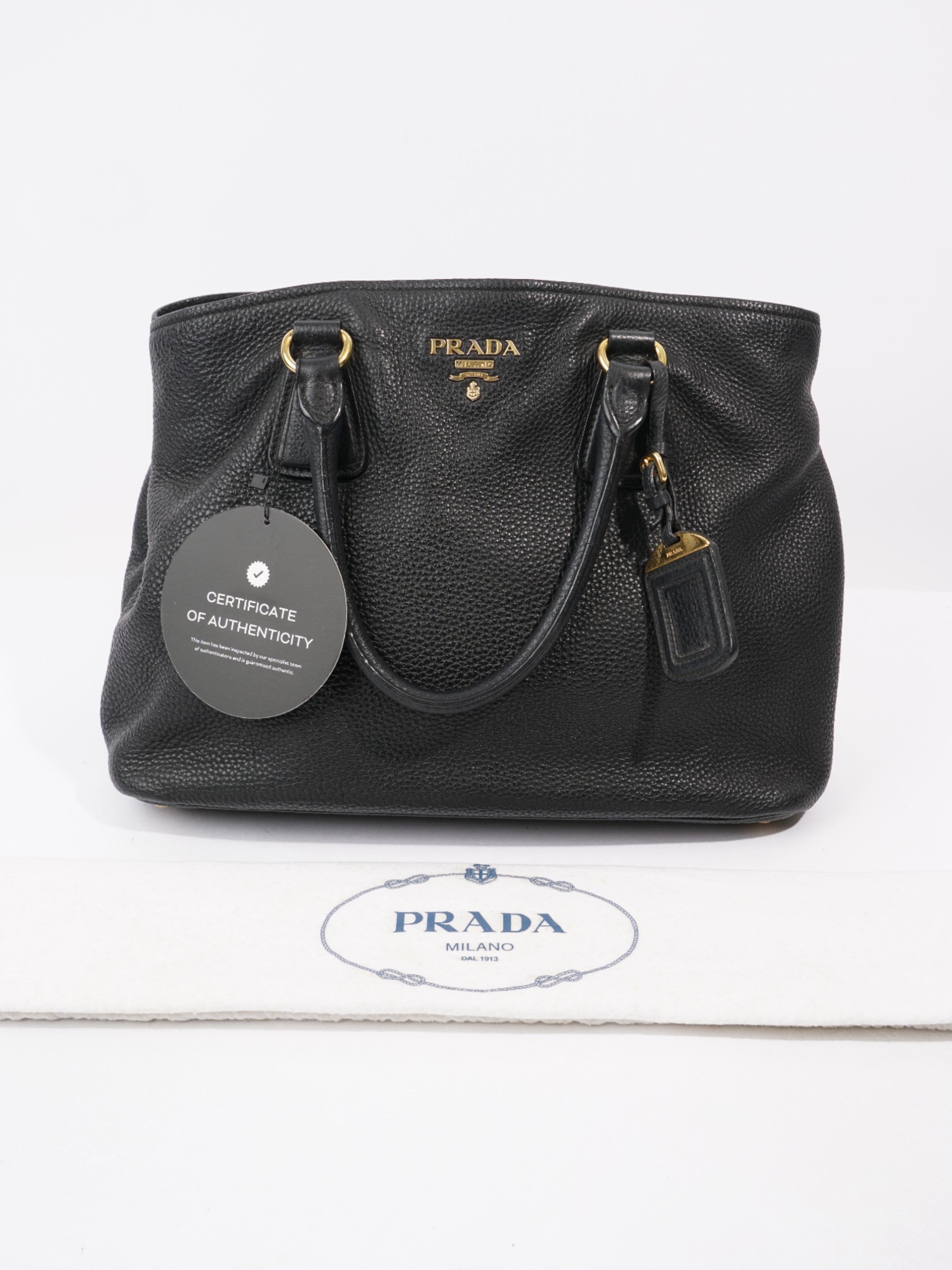 Prada Daino Tote Black Calfskin Leather