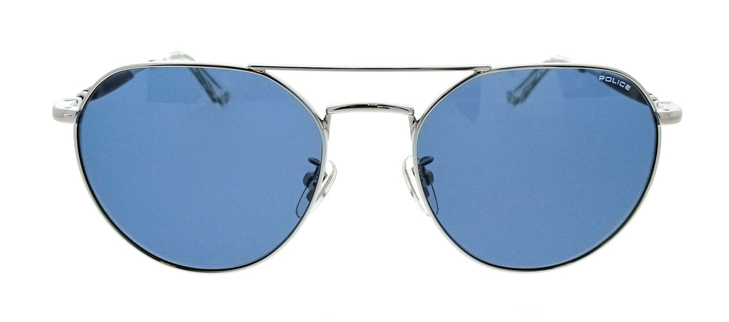 POLICE PLF14 579 Silver Geometric Unisex Sunglasses