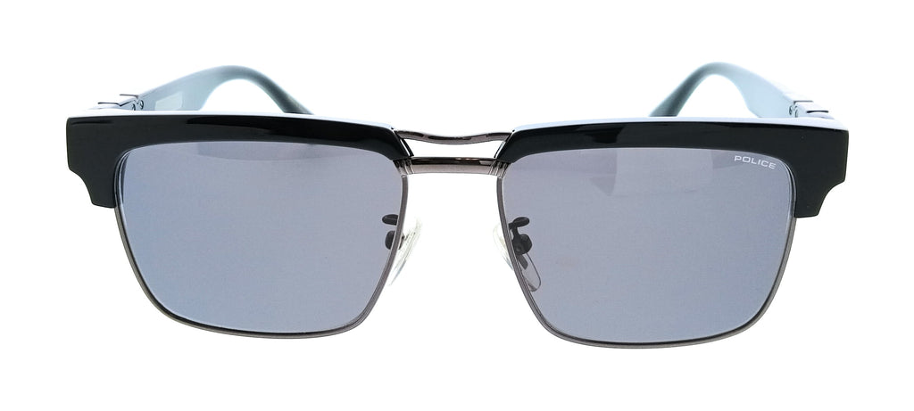 POLICE PLP25 672 Shiny Black Gold Square Mens Sunglasses