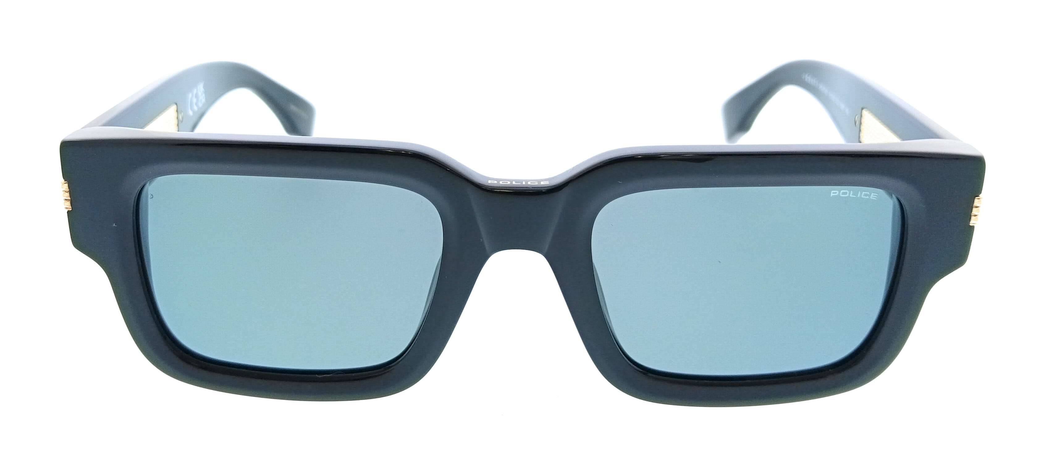 POLICE PLP32E 700Y Shiny Black Square Mens Sunglasses