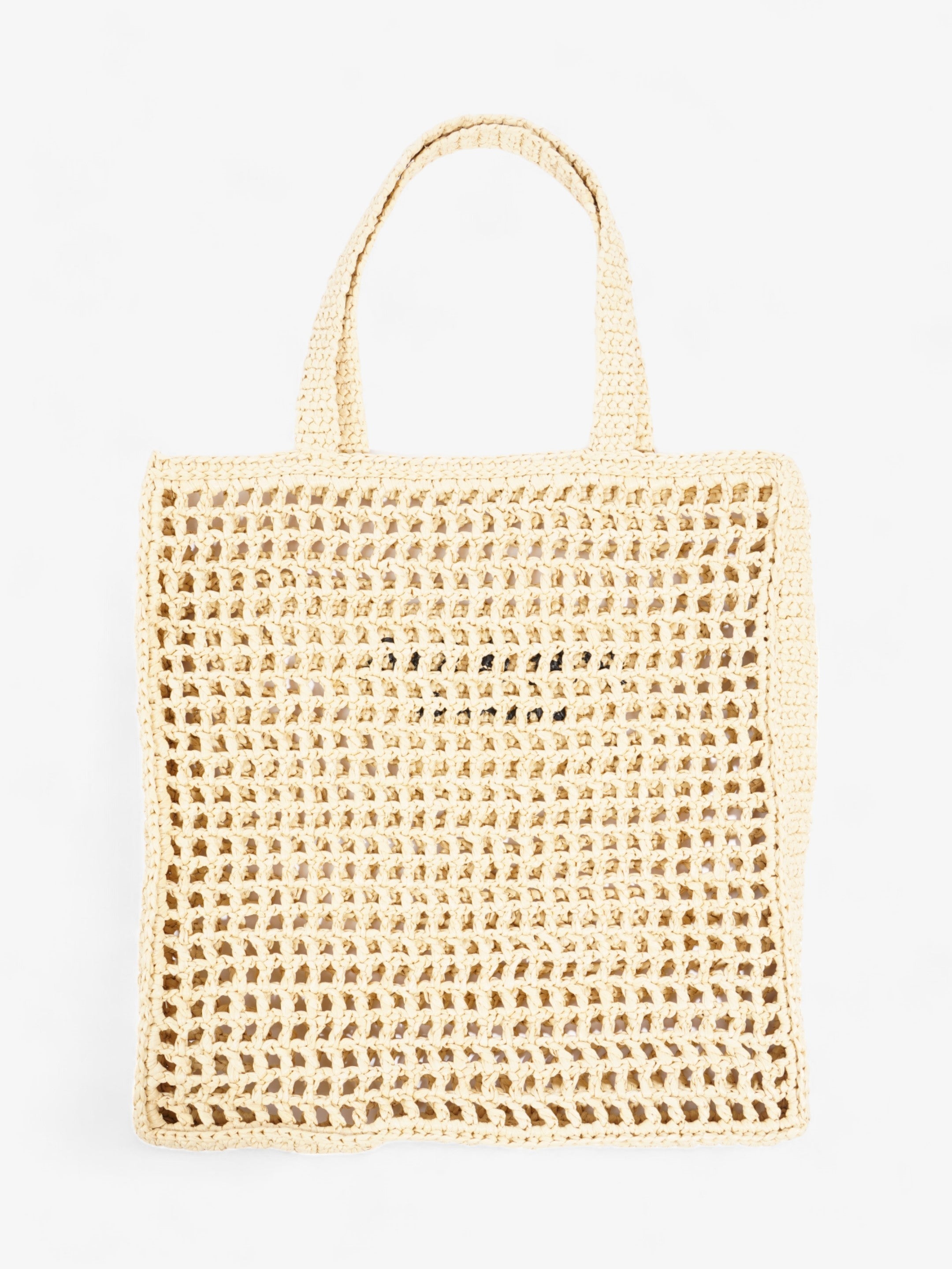 Prada Crochet Tote Natural Raffia Small