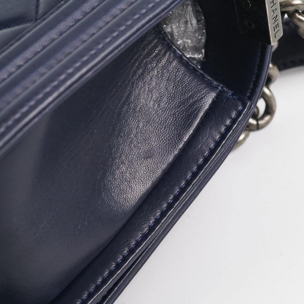 Chanel Navy Old Medium Boy Shoulder Bag