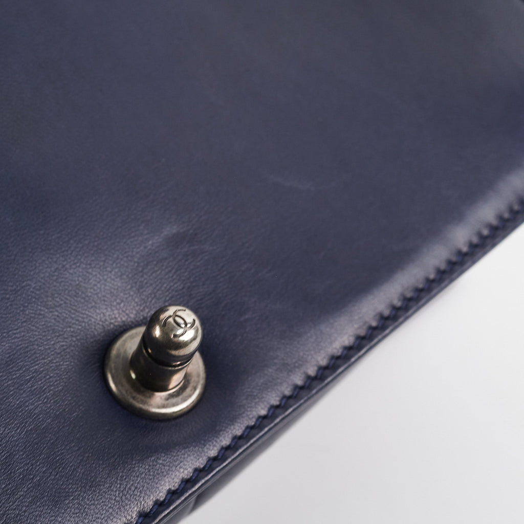 Chanel Navy Old Medium Boy Shoulder Bag