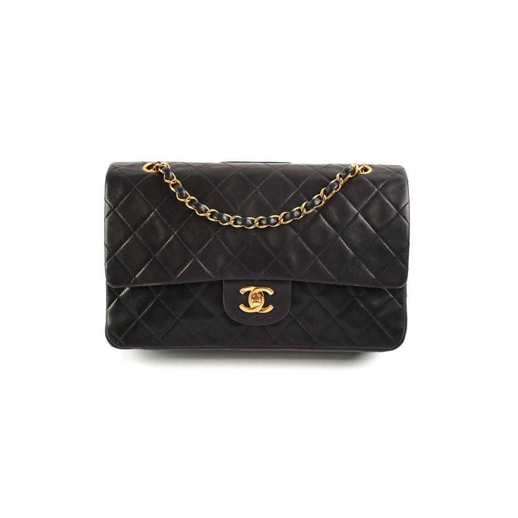 Chanel Vintage Classic Medium/Large 24K Gold Black