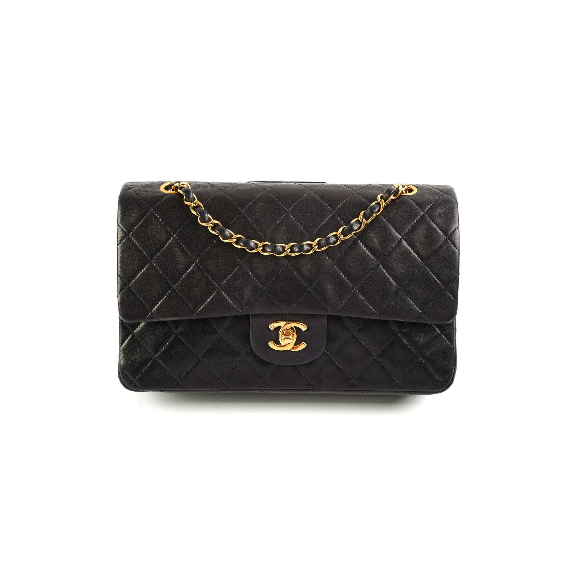 Chanel Vintage Classic Medium/Large 24K Gold Black