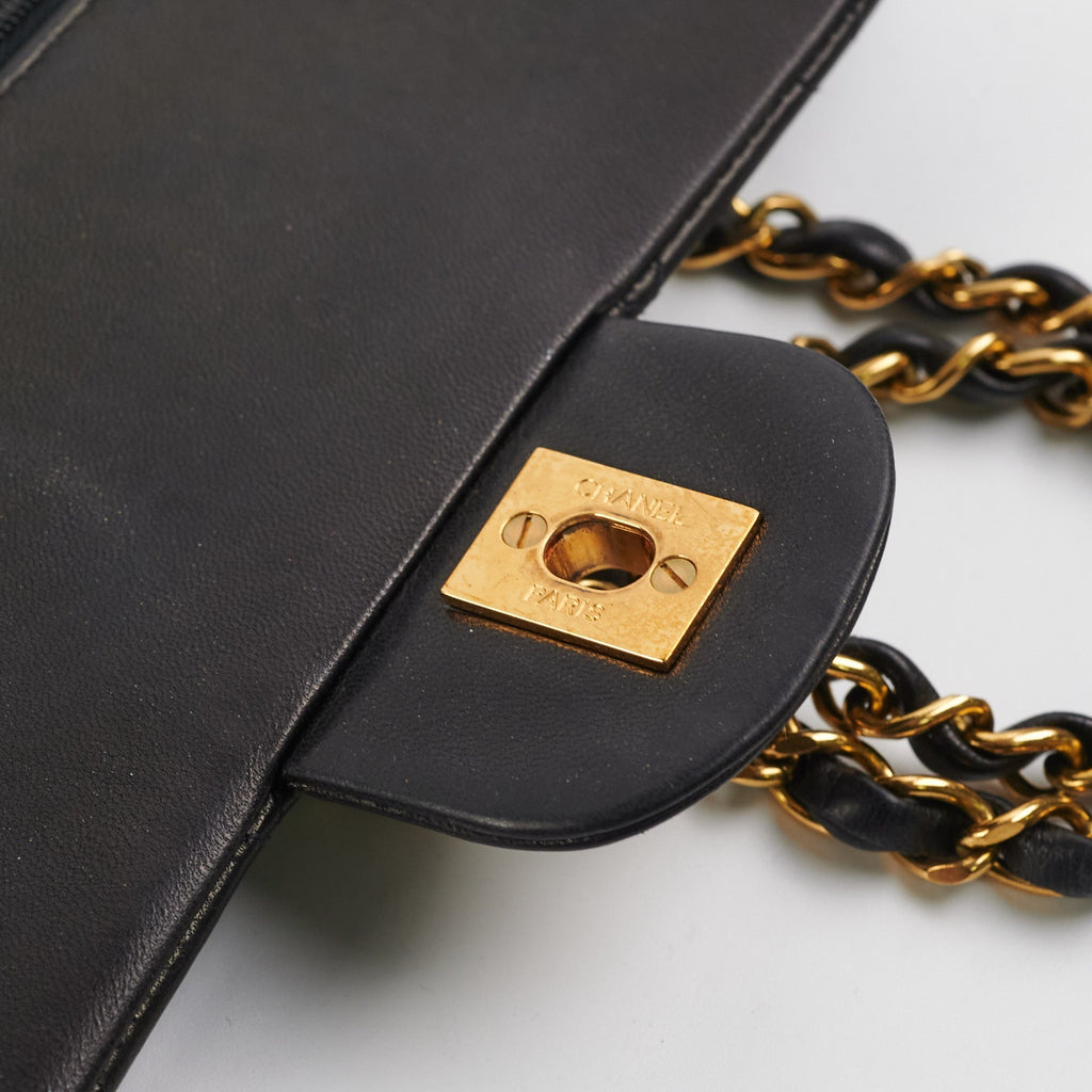 Chanel Vintage Classic Medium/Large 24K Gold Black